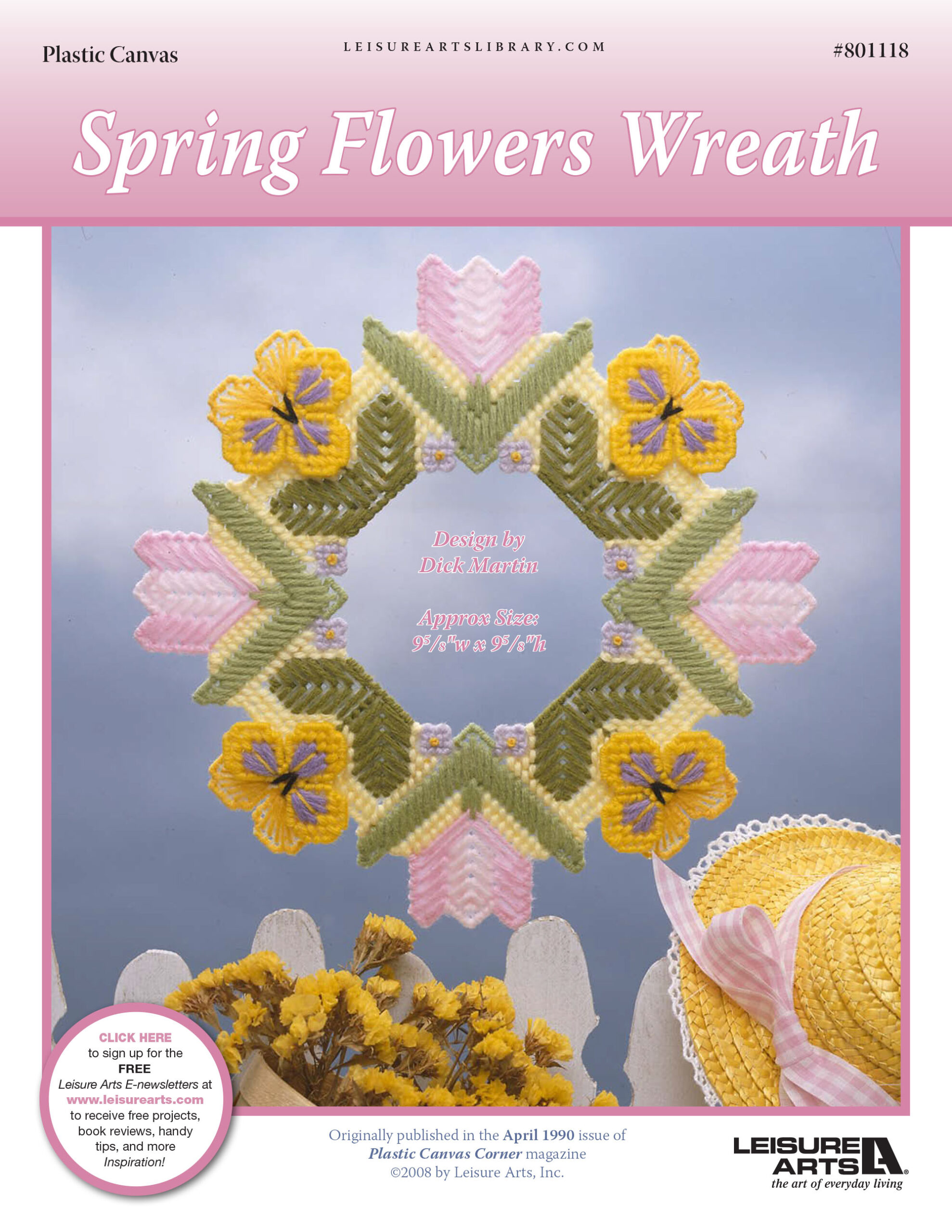 Leisure Arts Spring Flowers Wreath Plastic Canvas ePattern