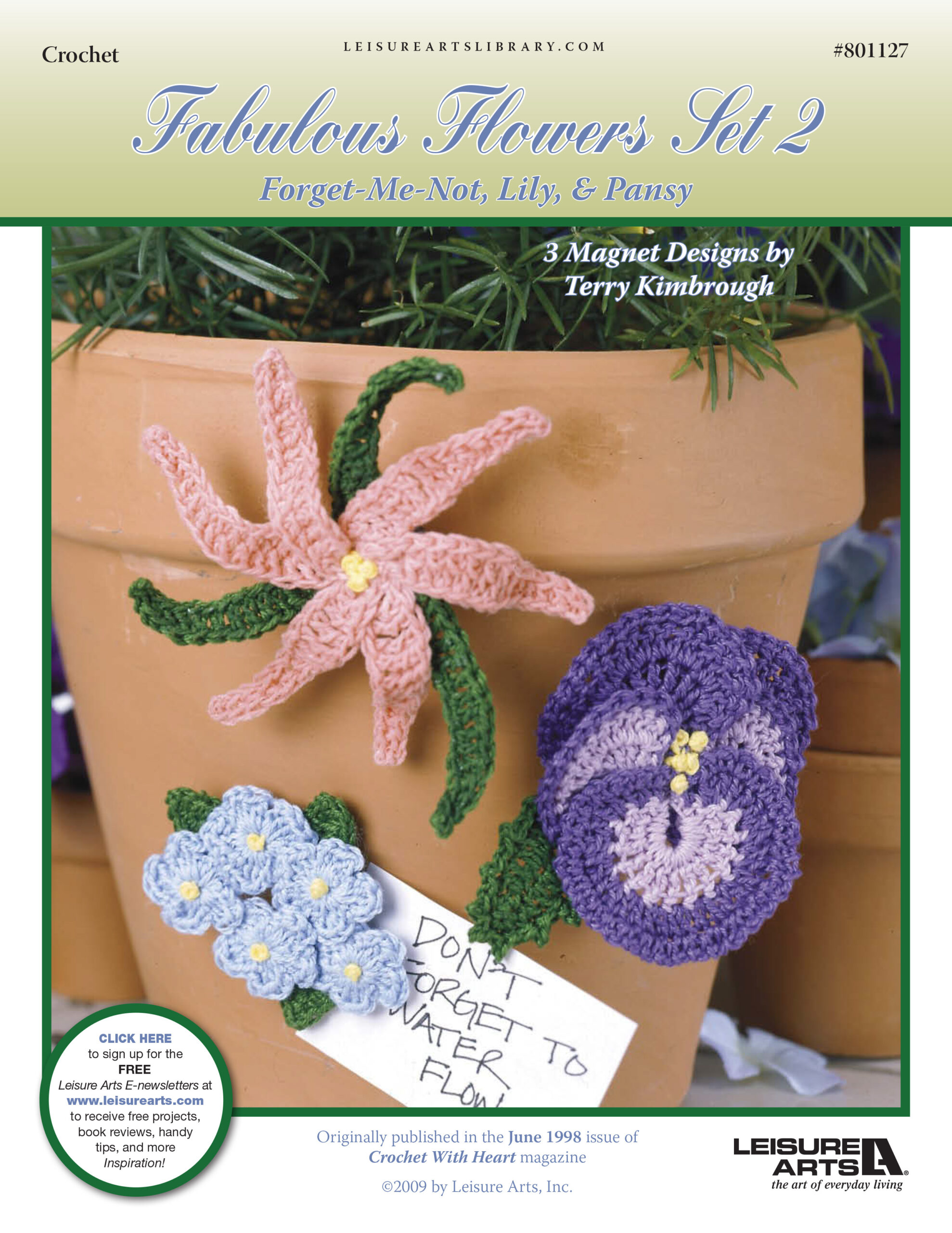 Leisure Arts Fabulous Flowers Magnet Set 2 Crochet ePattern