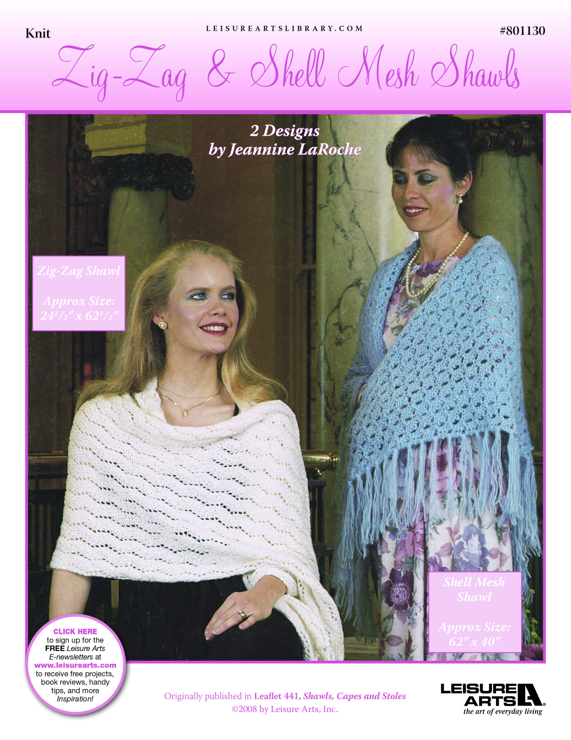Leisure Arts ZigZag And Shell Mesh Shawls Knit ePattern