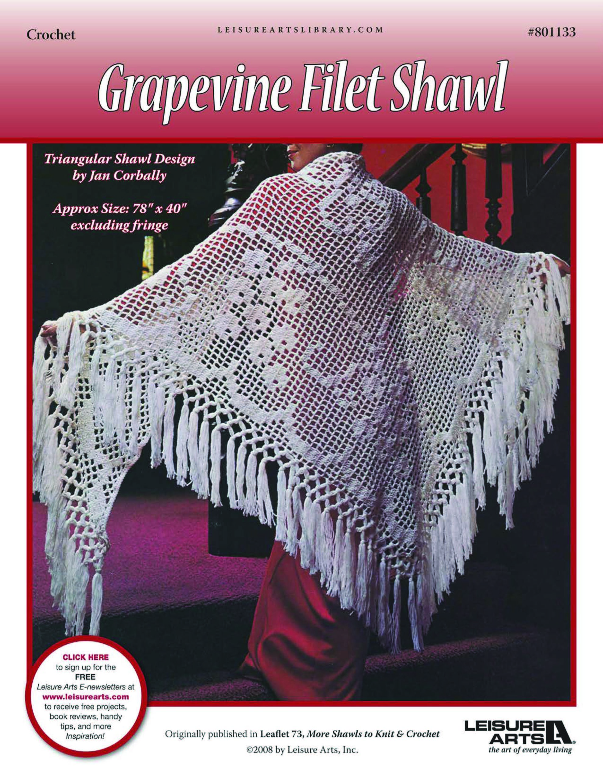 Leisure Arts More Shawls To Knit Crochet Grapevine Filet Crochet Shawl ePattern