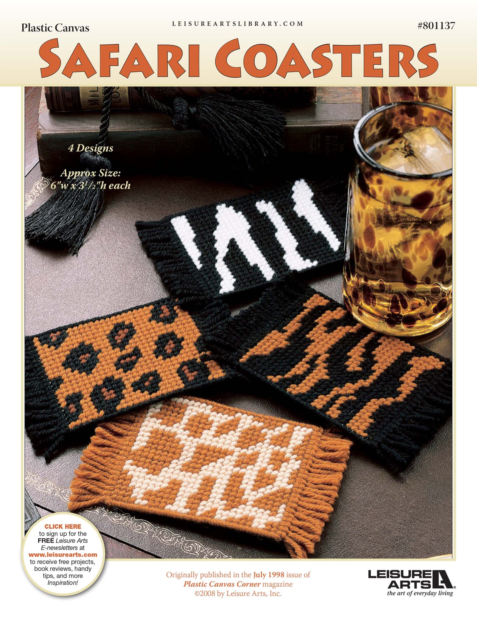 Leisure Arts Safari Coasters Plastic Canvas ePattern