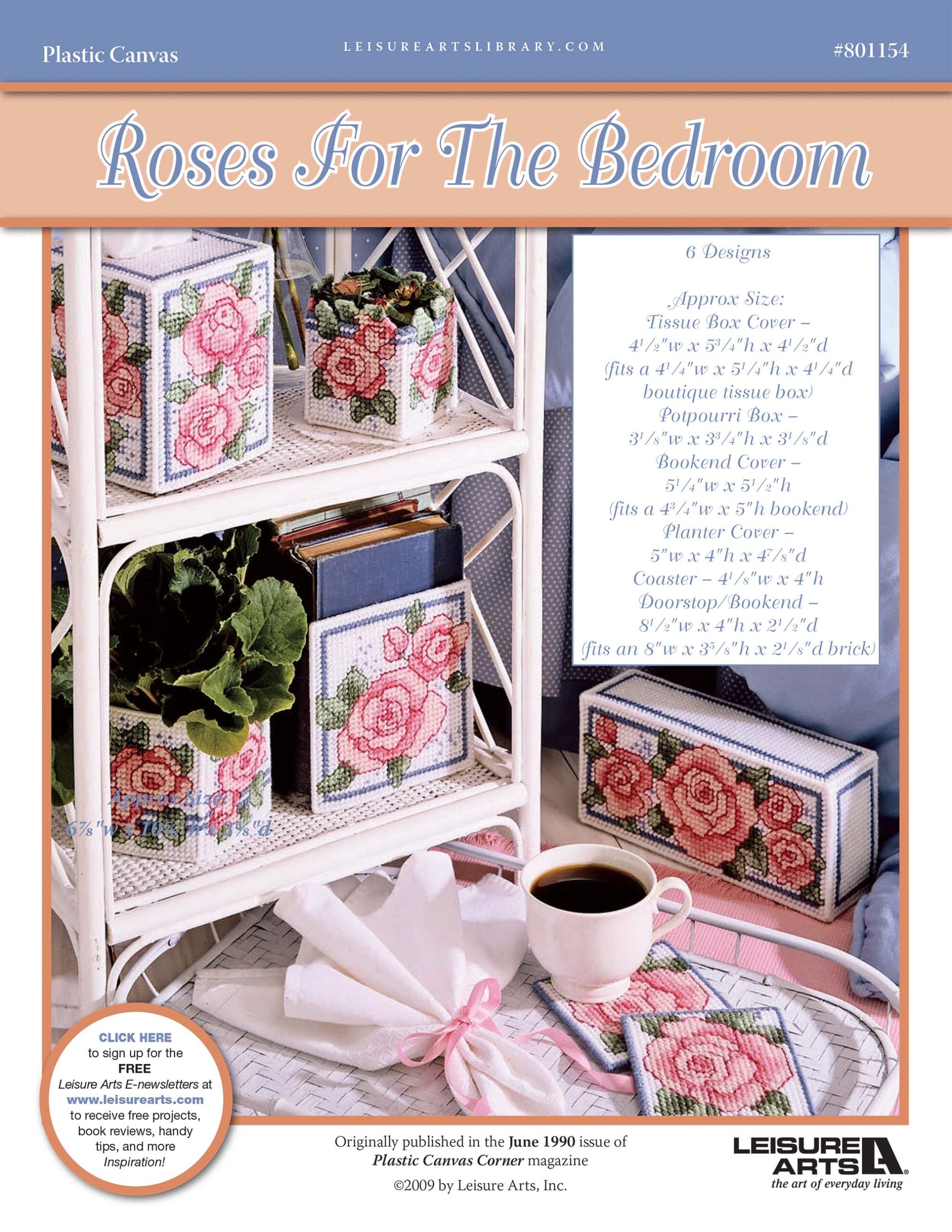 Leisure Arts Roses for the Bedroom Plastic Canvas ePattern