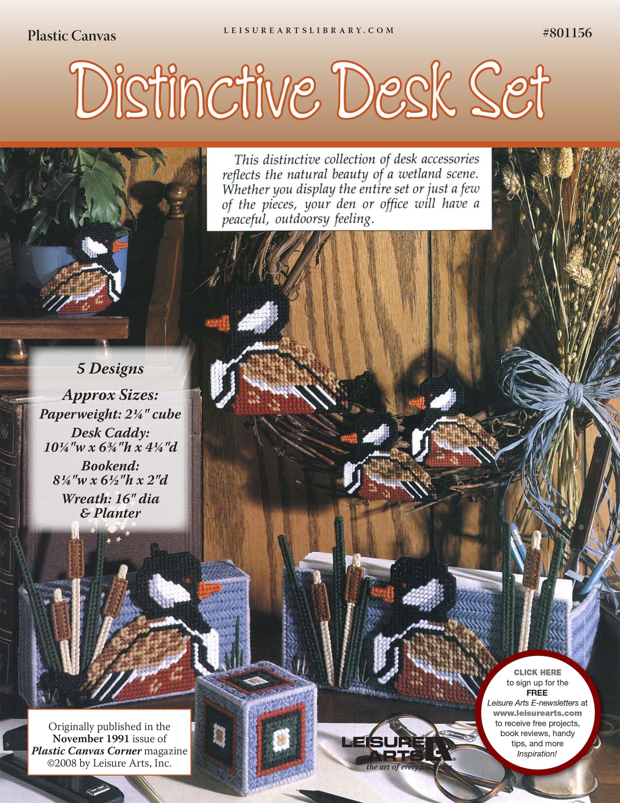 Leisure Arts Distinctive Desk Set Plastic Canvas ePattern