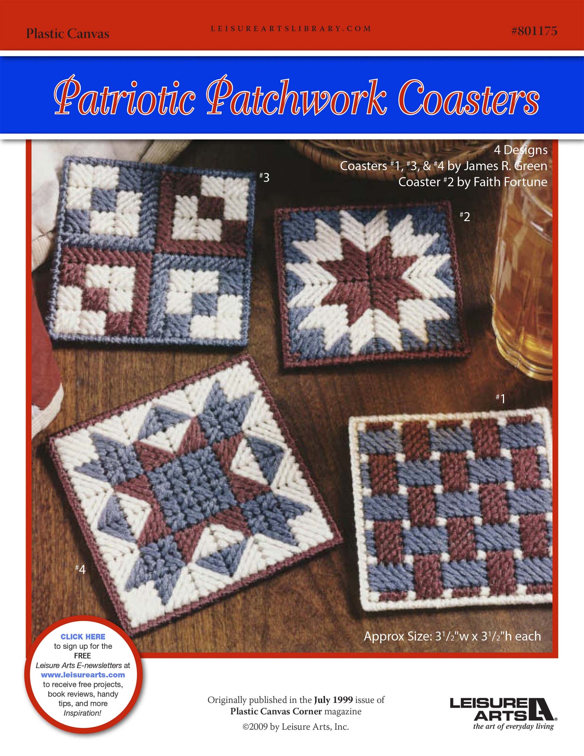 Leisure Arts Patriotic Patchwork Coasters Plastic Canvas ePattern