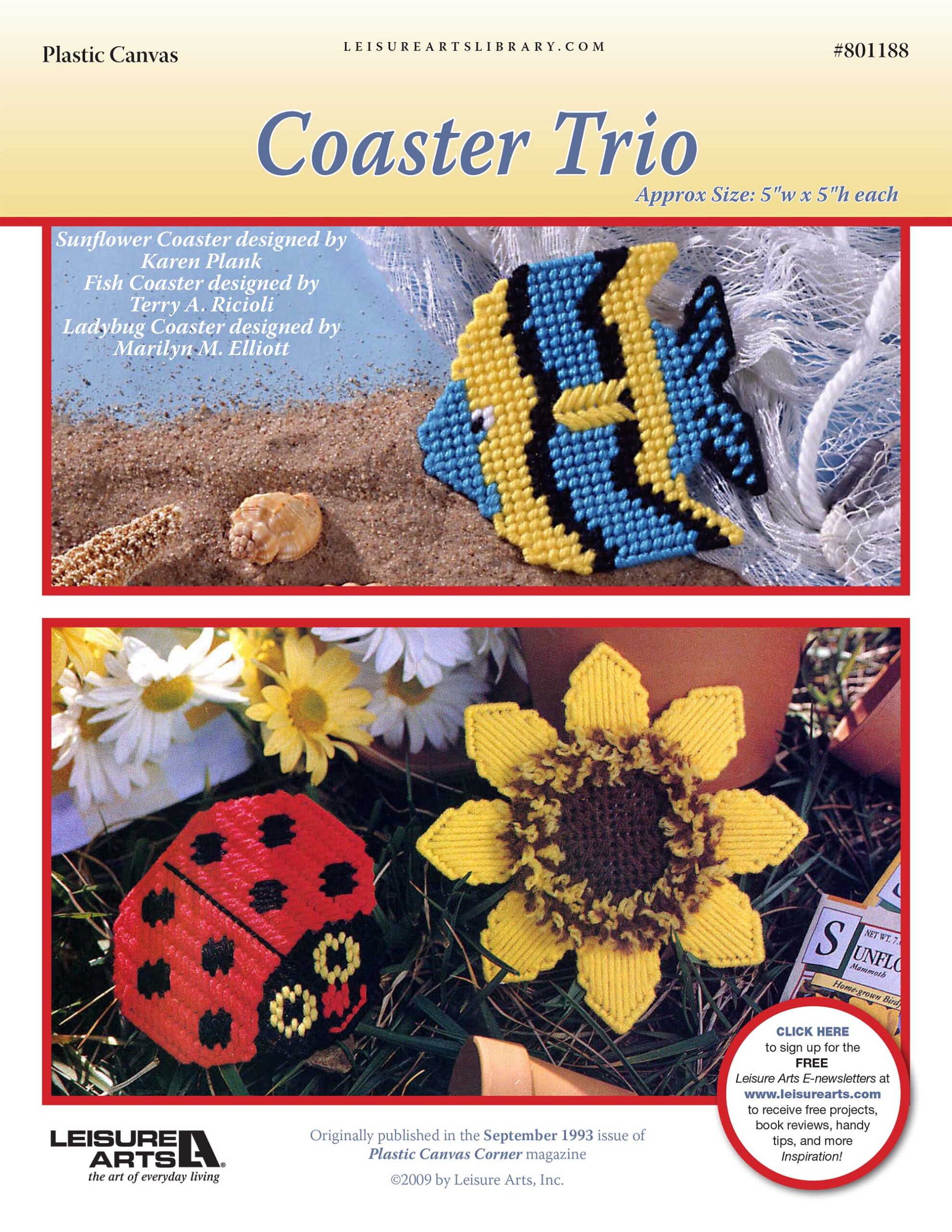 Leisure Arts Coaster Trio Plastic Canvas ePattern