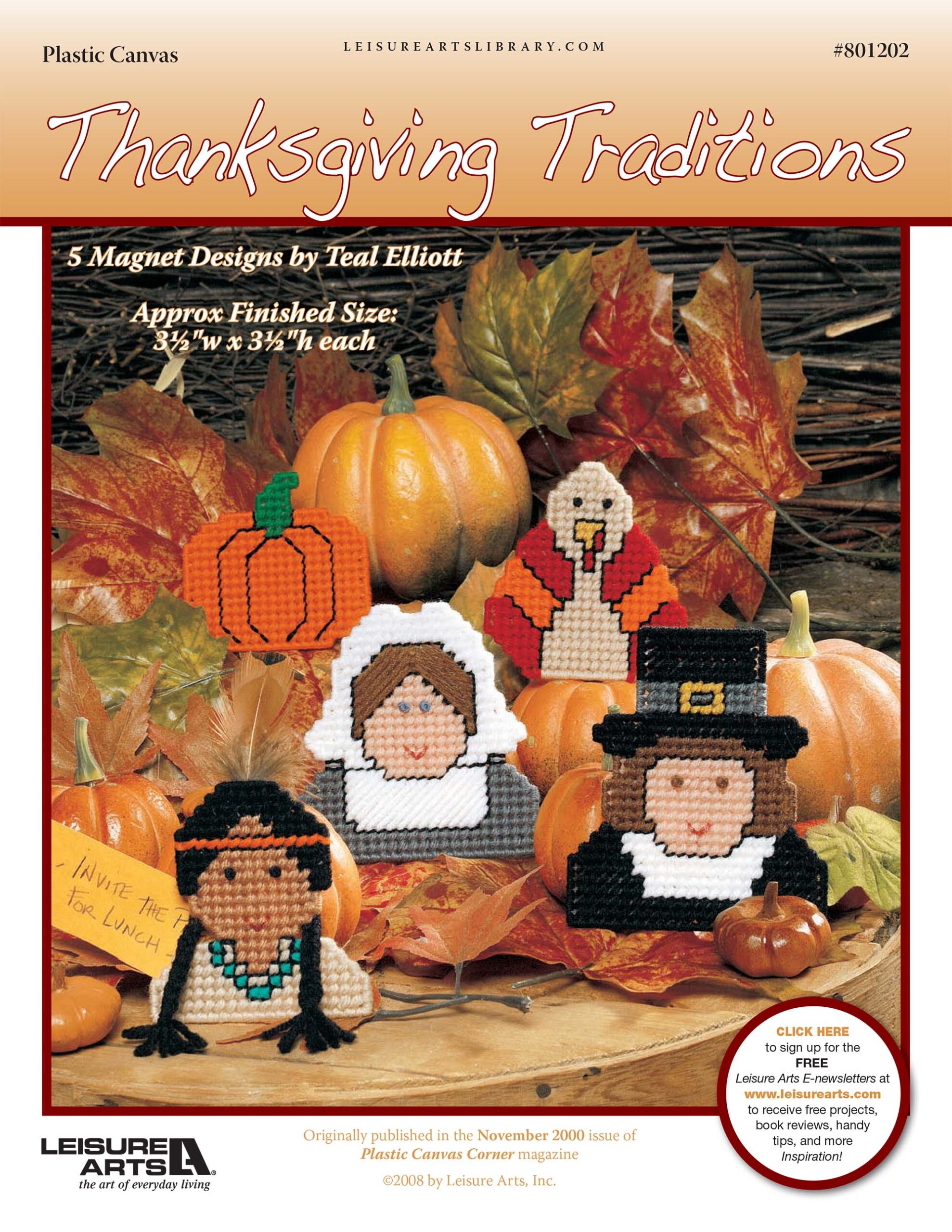 Leisure Arts Thanksgiving Traditions Magnets Plastic Canvas ePattern
