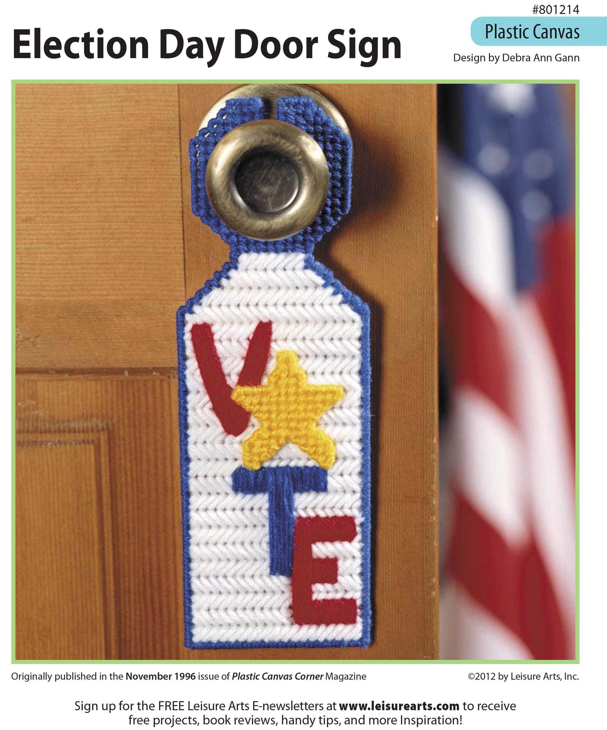 Leisure Arts Election Day Door Sign Plastic Canvas ePattern