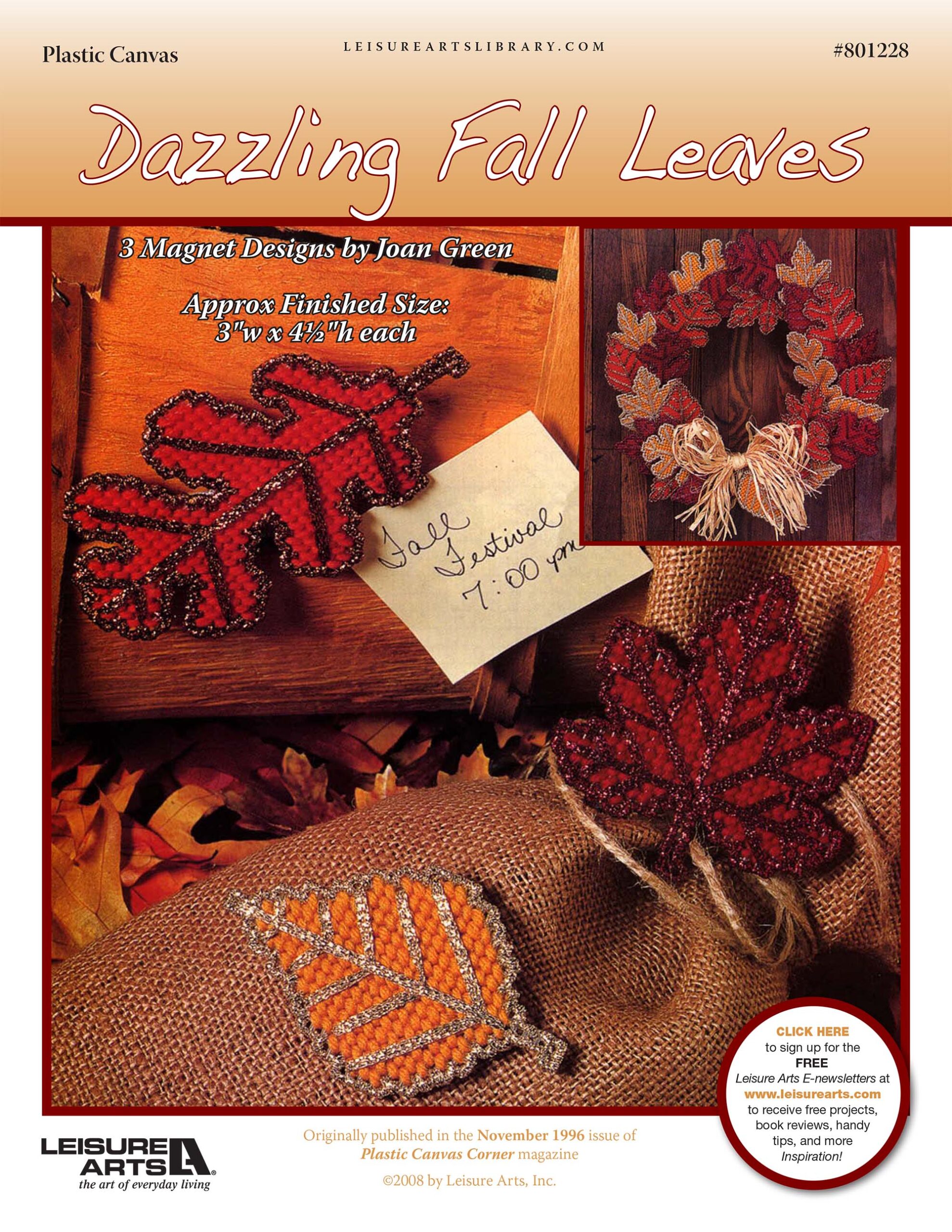 Leisure Arts Dazzling Fall Leaves Plastic Canvas ePattern
