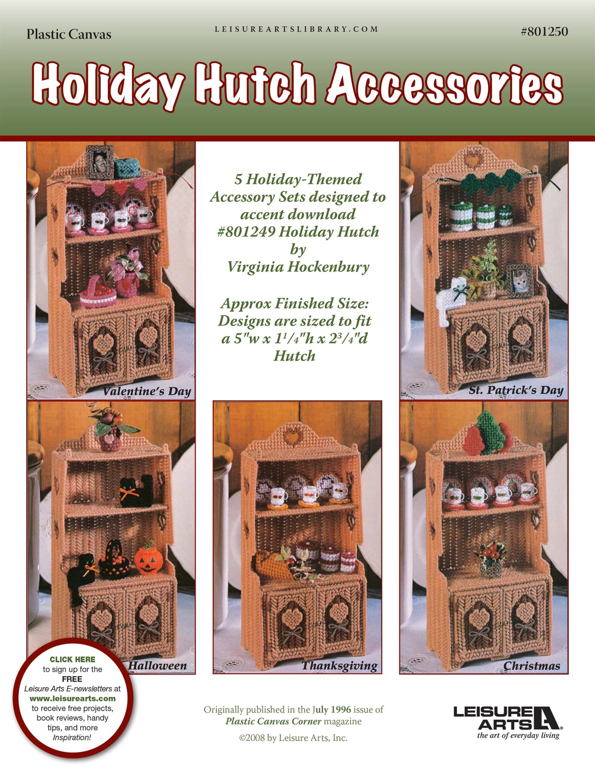 Leisure Arts Holiday Hutch Accessories Plastic Canvas ePattern