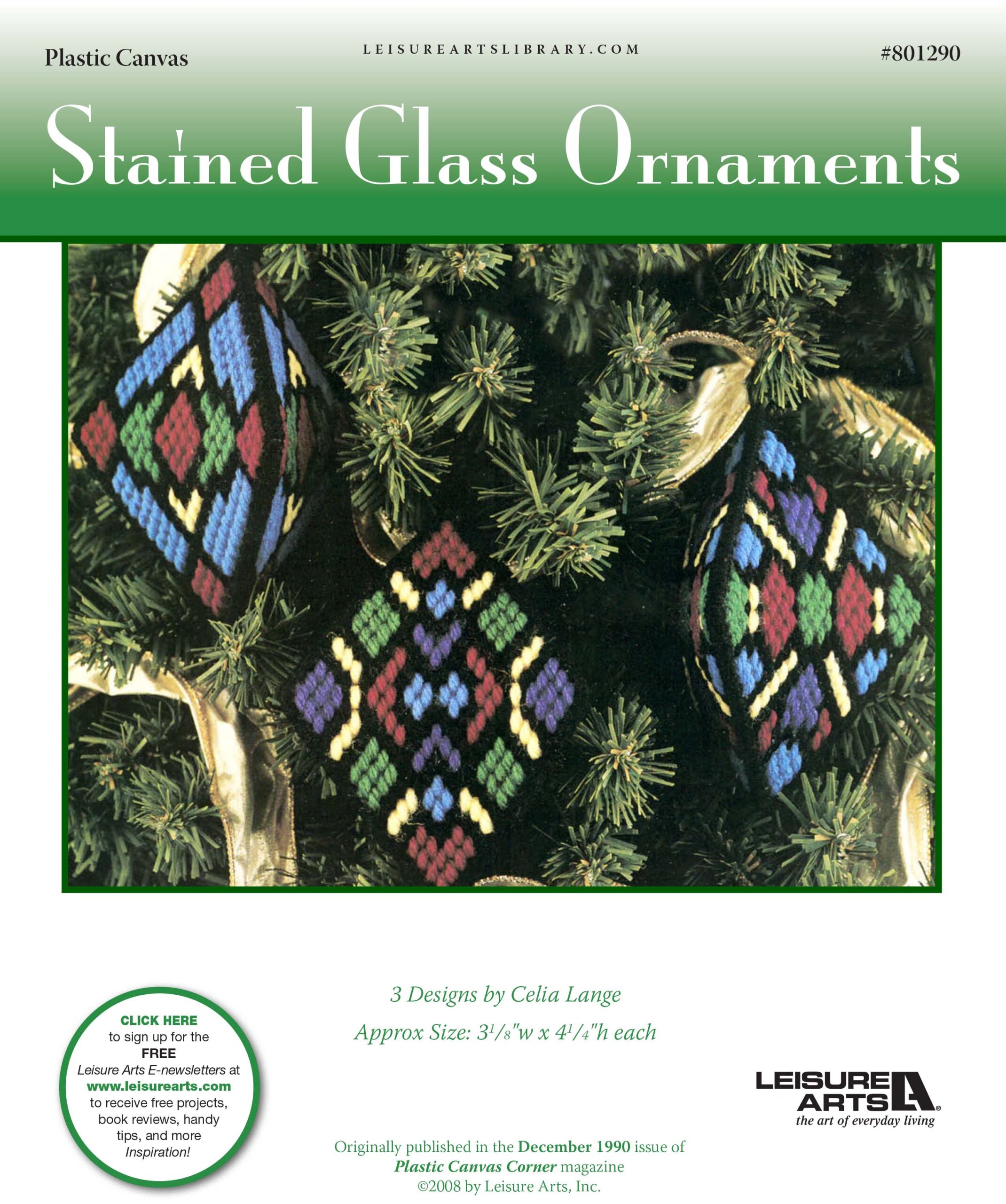 Leisure Arts Stained Glass Ornaments Plastic Canvas ePattern