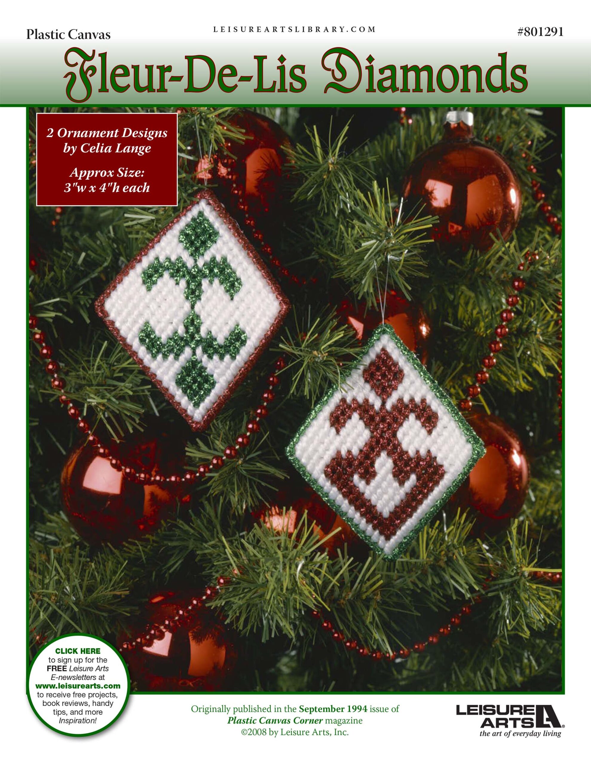 Leisure Arts Fleurdelis Diamond Ornaments Plastic Canvas ePattern