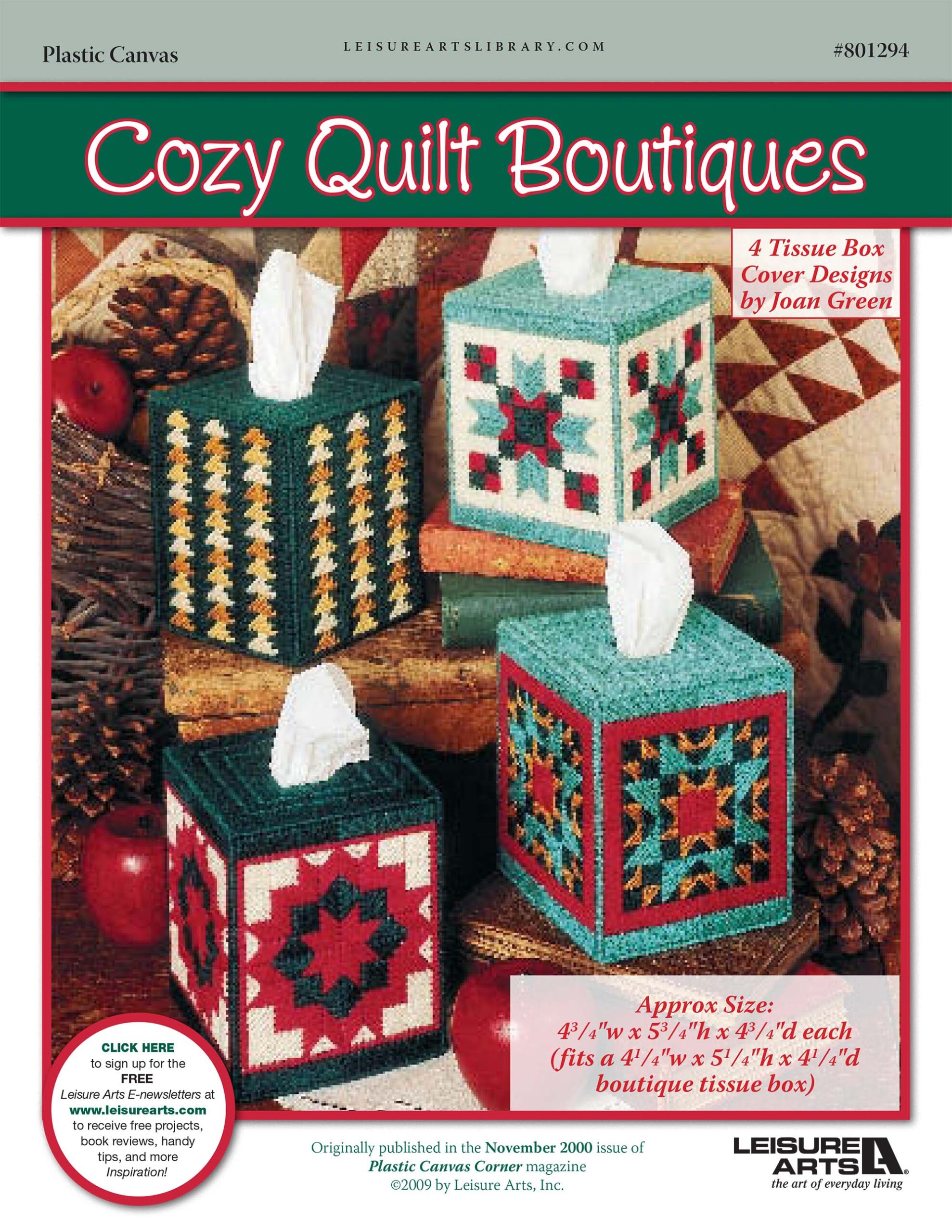 Leisure Arts Cozy Quilt Boutiques Plastic Canvas ePattern