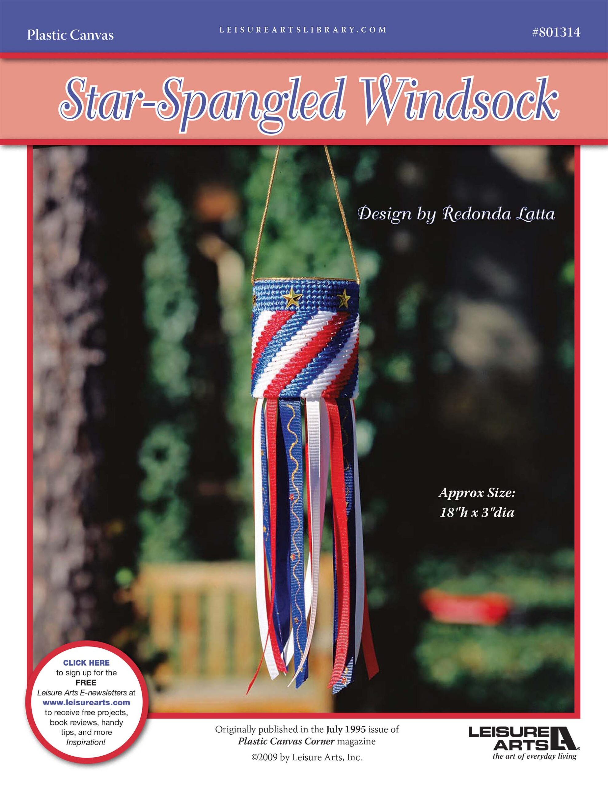 Leisure Arts StarSpangled Windsock Plastic Canvas ePattern