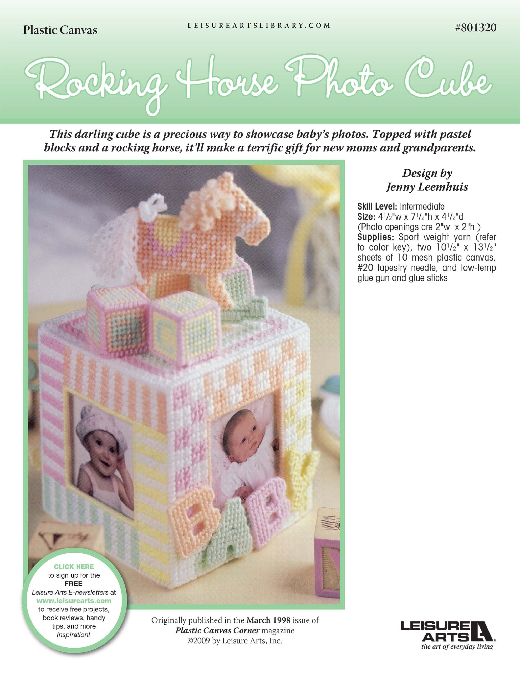 Leisure Arts Rocking Horse Photo Cube Plastic Canvas ePattern