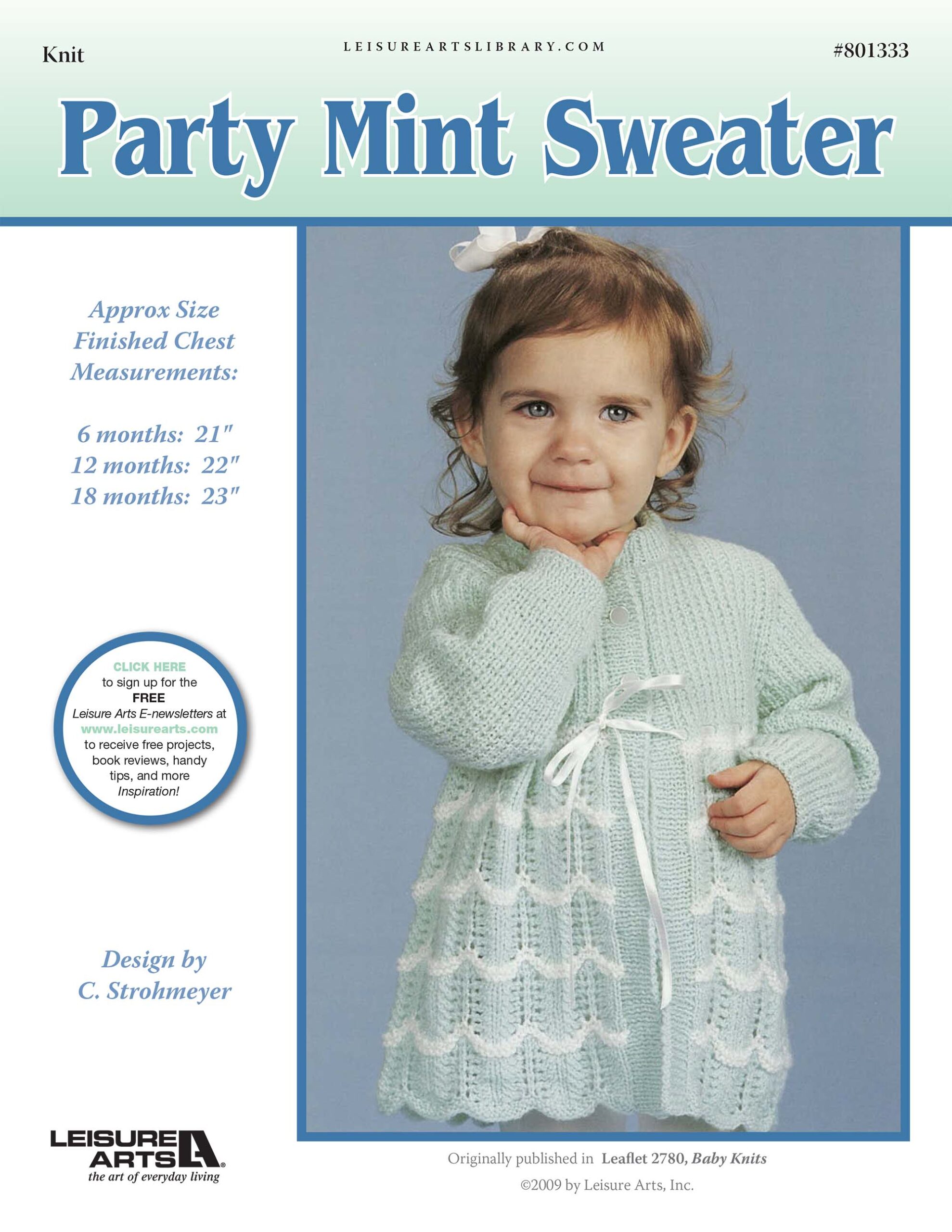Leisure Arts Baby Knits Party Mint Sweater ePattern