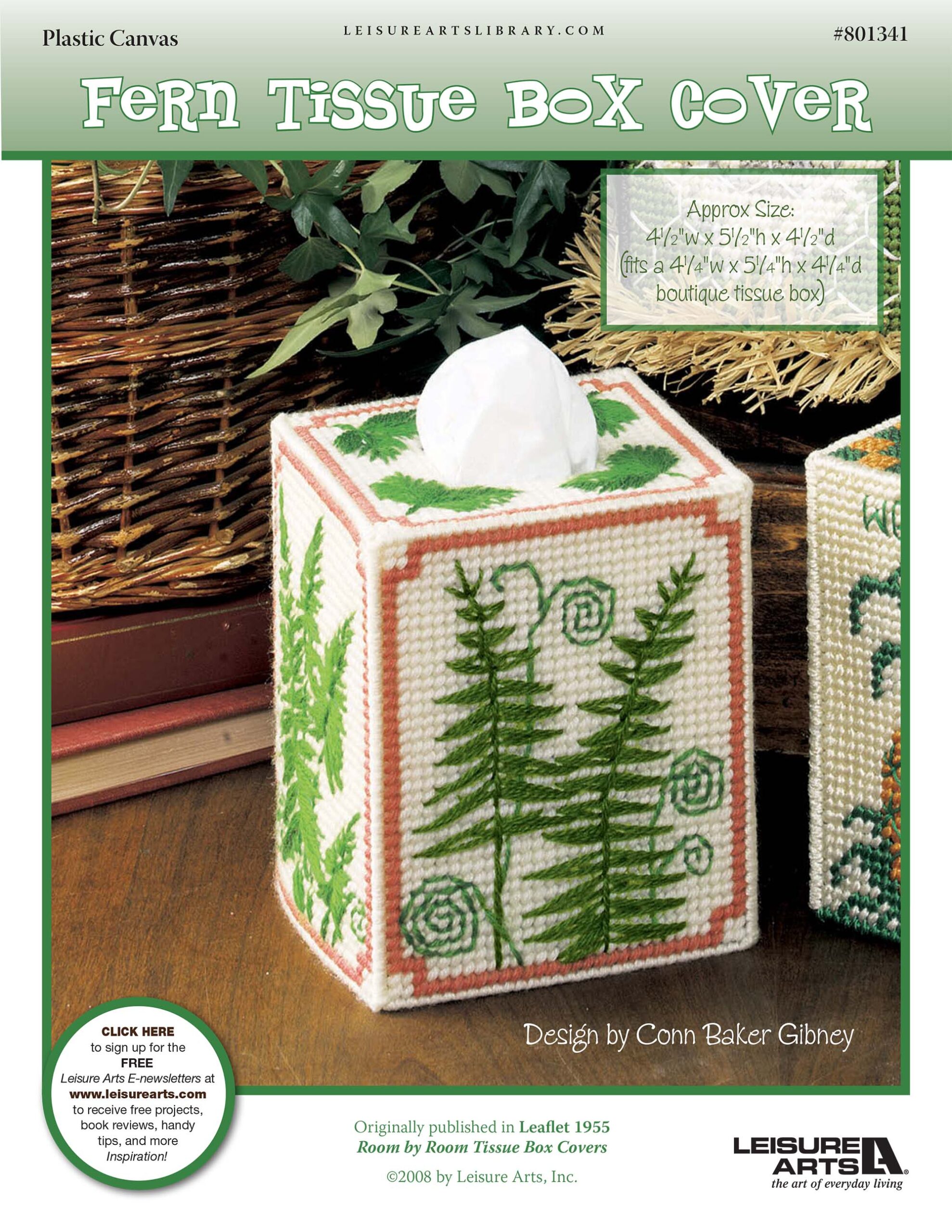 Leisure Arts Room By Room Tissue Box Covers Ferns Plastic Canvas ePattern