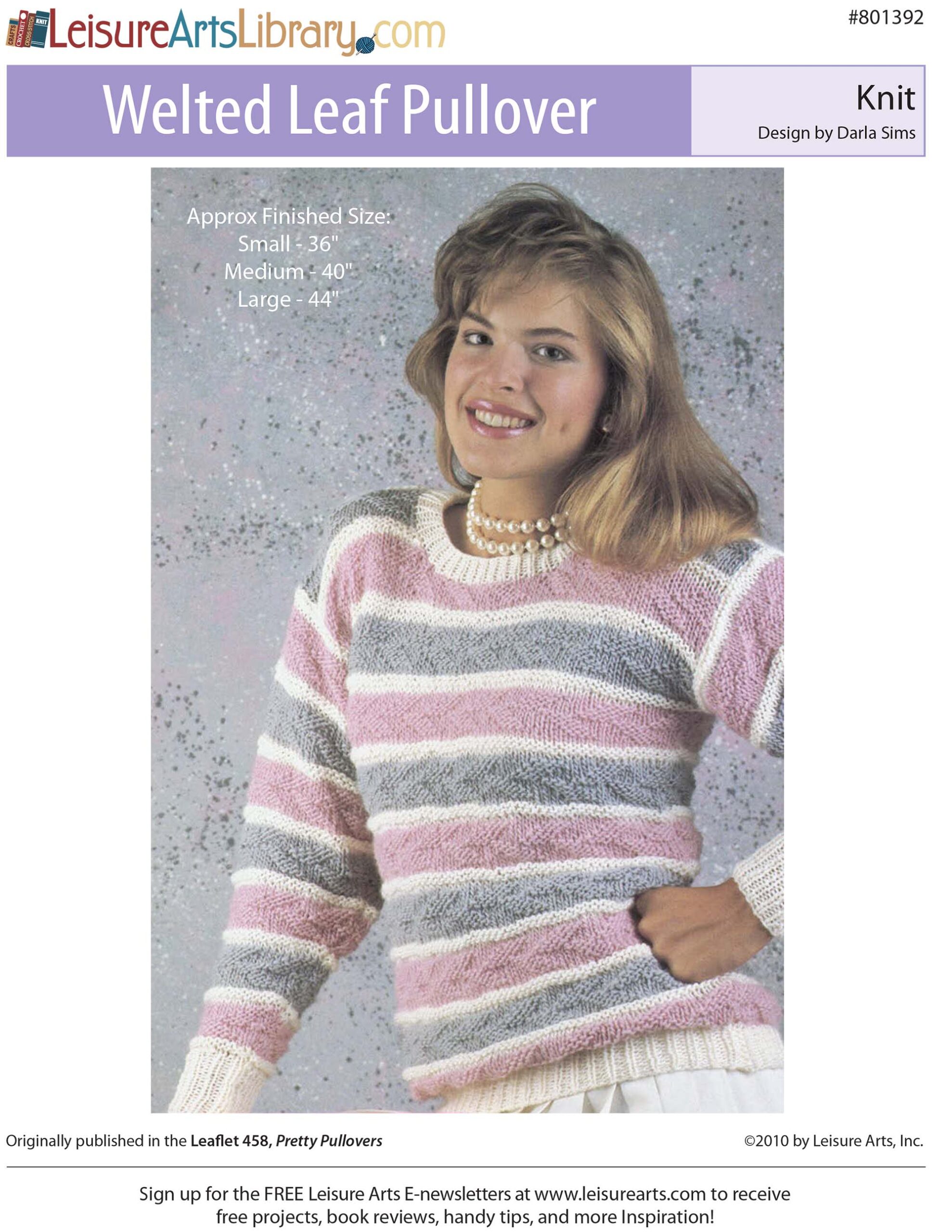 Leisure Arts Pretty Pullovers Welted Leaf Pullover Knit ePattern