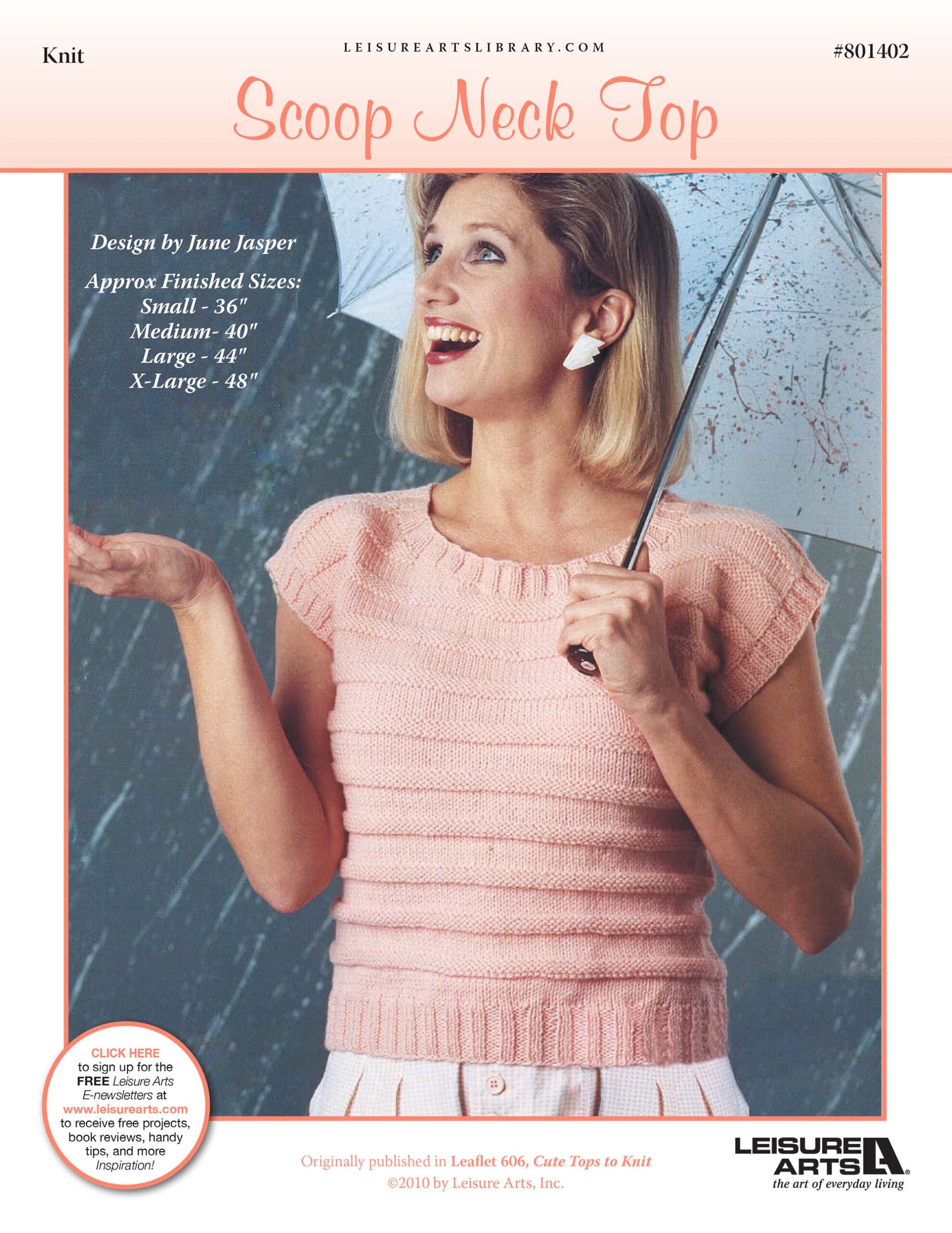 Leisure Arts Cute Tops To Knit Scoop Neck Top ePattern