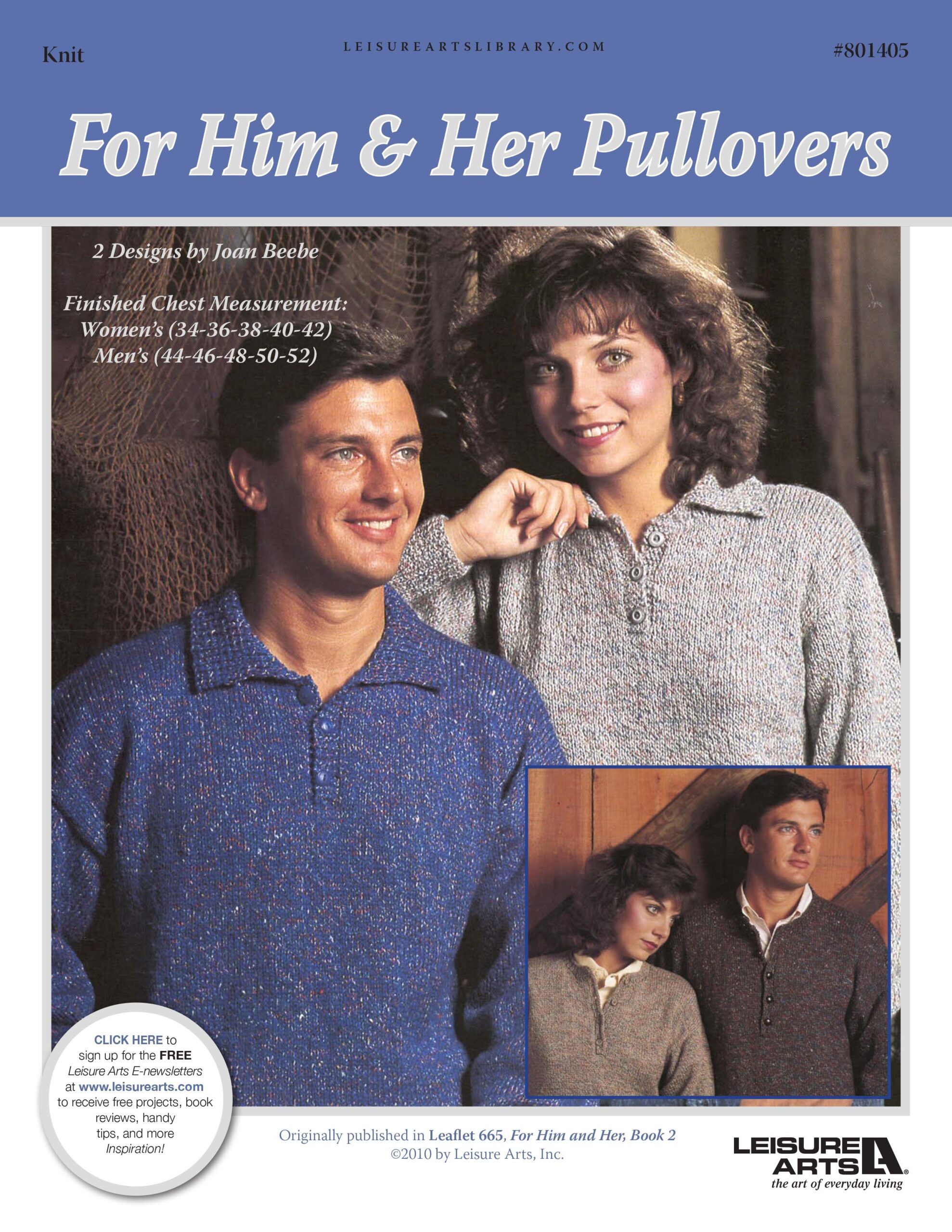 Leisure Arts For Him And Her Pullovers Knit ePattern