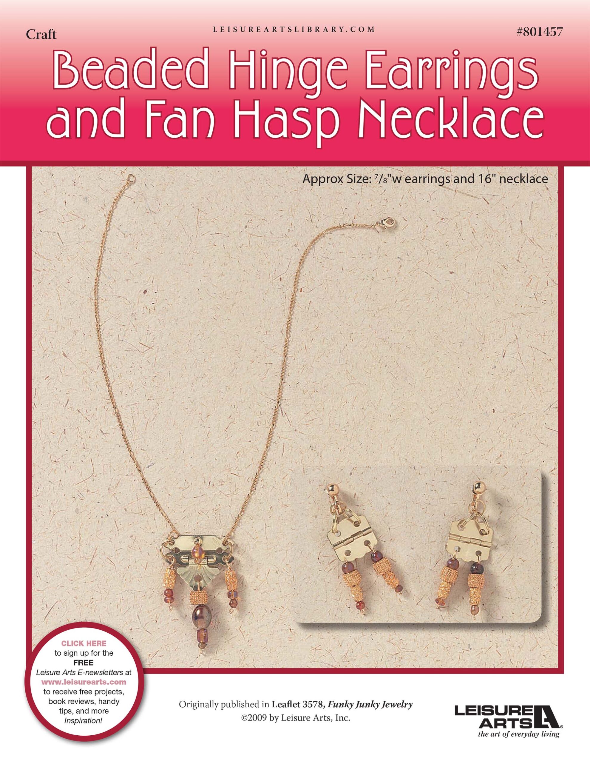 Leisure Arts Funky Junky Jewelry Beaded Hinge Earrings Fan ePattern