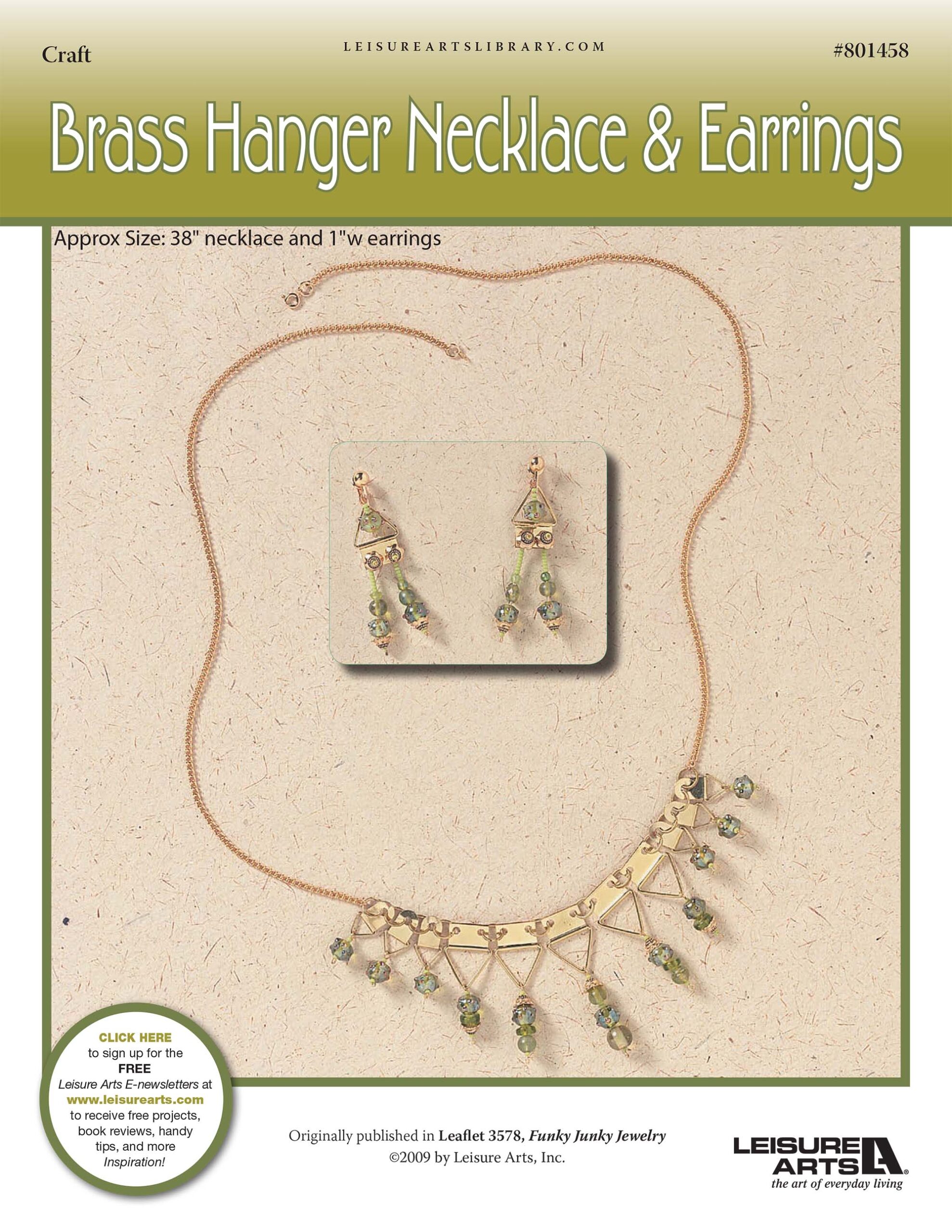 Leisure Arts Funky Junky Jewelry Brass Hanger Necklace Earrings ePattern