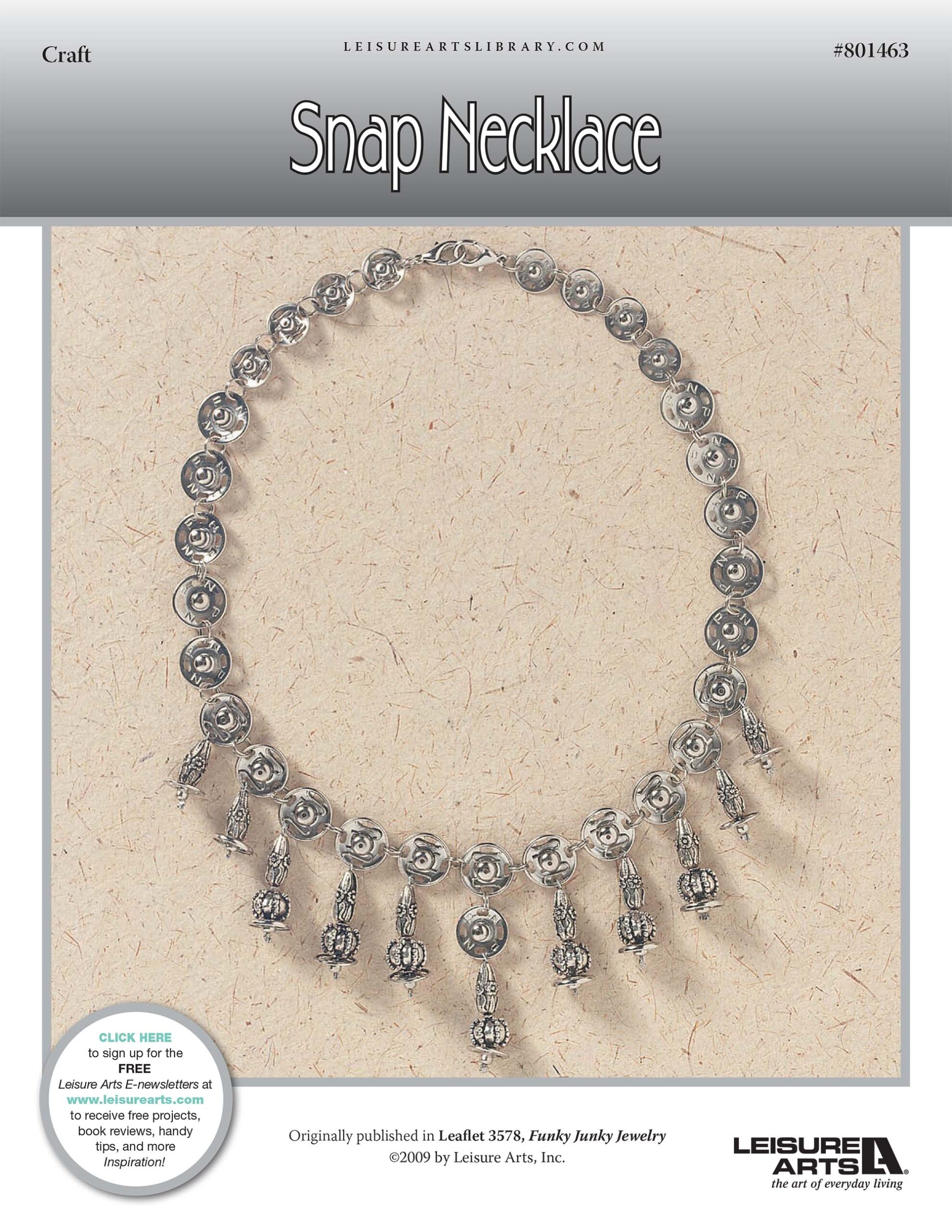 Leisure Arts Funky Junky Jewelry Snap Necklace ePattern