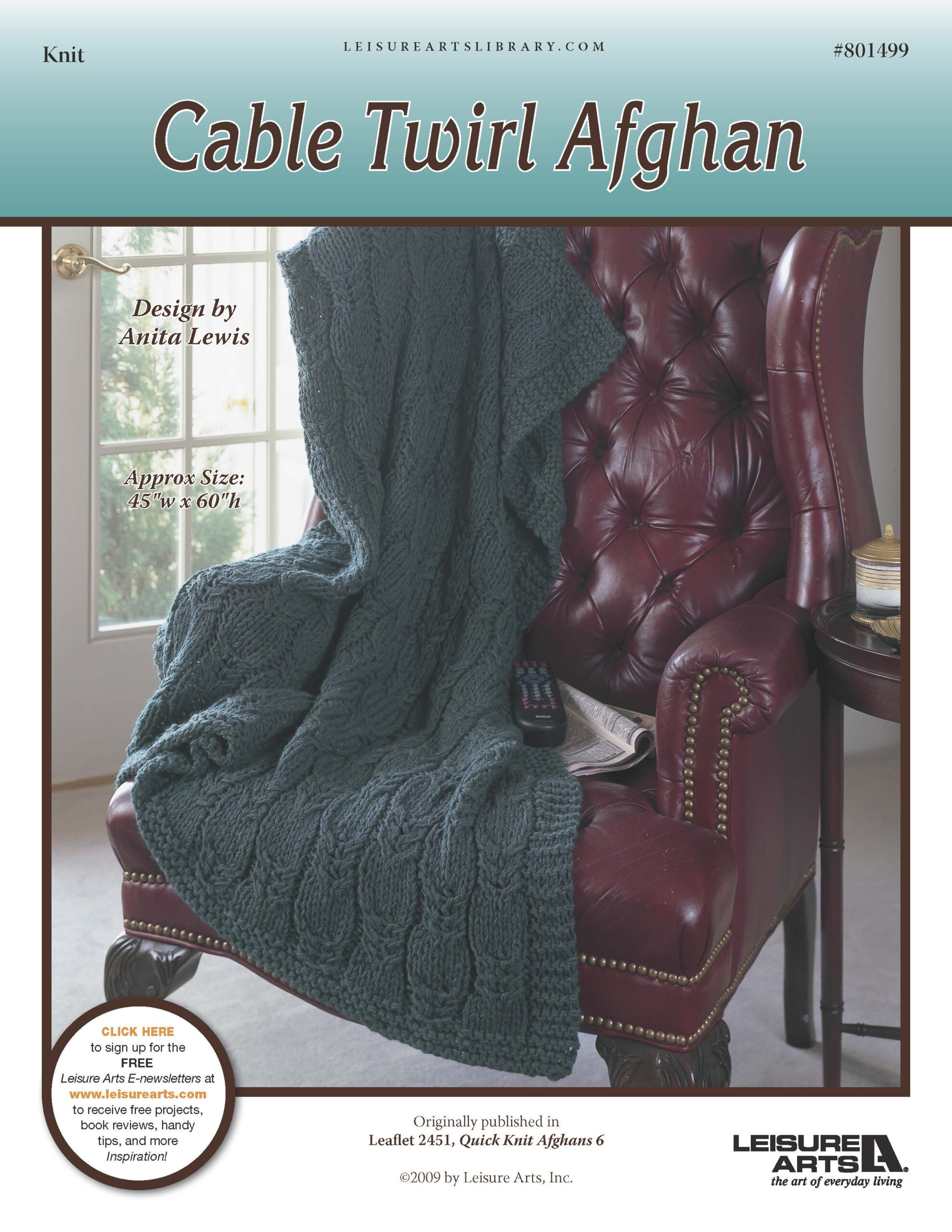 Leisure Arts Quick Knit Afghans 6 Cable Twirl Afghan ePattern
