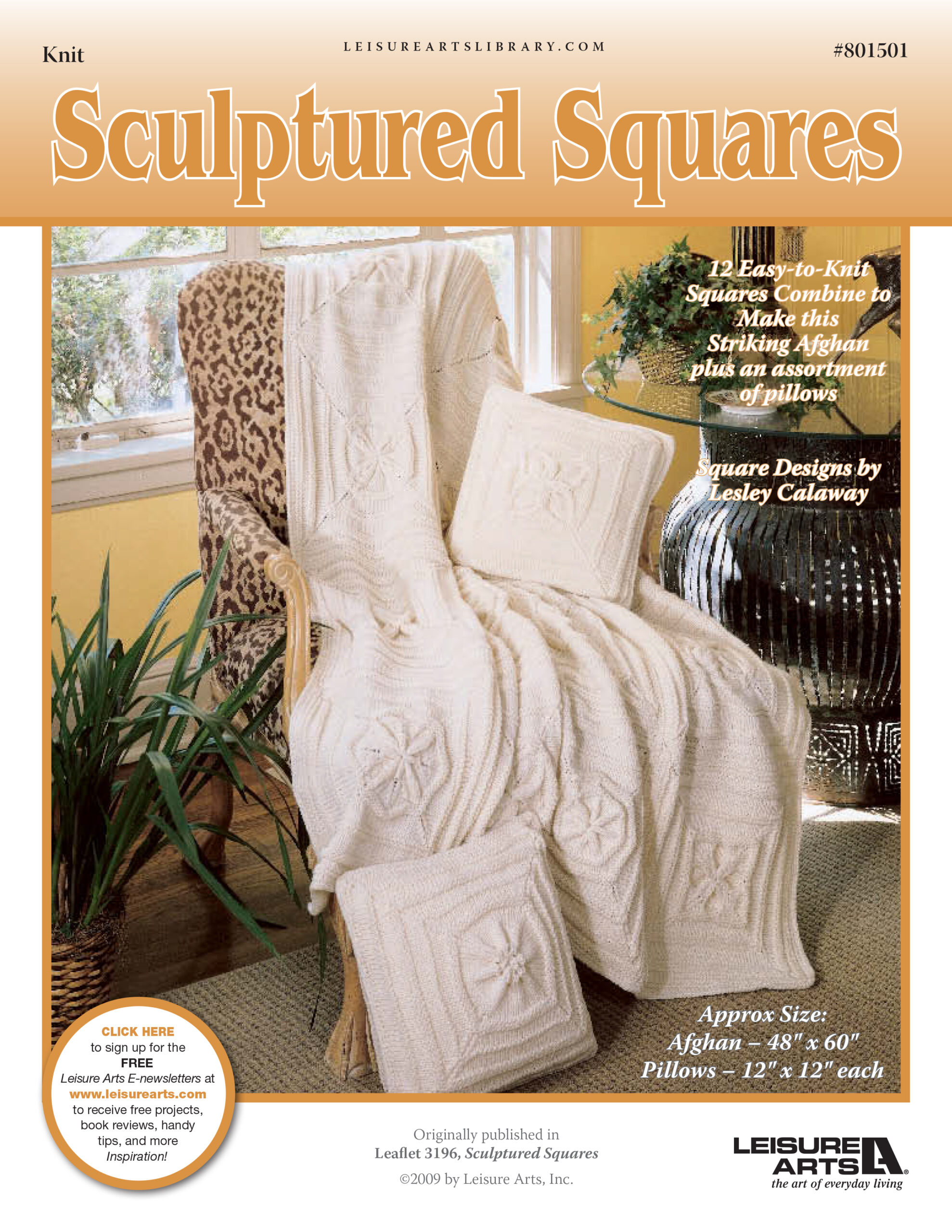 Leisure Arts Sculptured Squares Afghan Knit ePattern