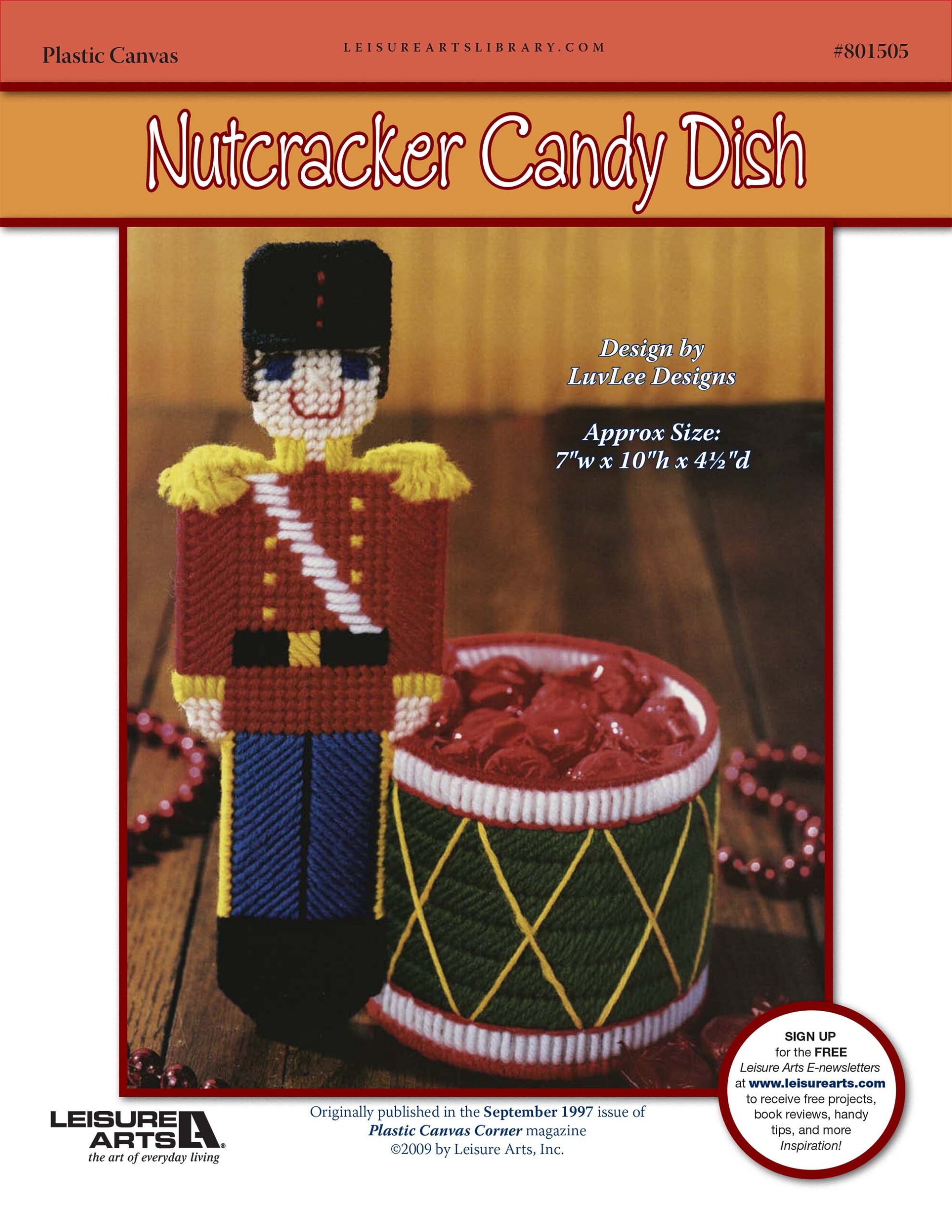 Leisure Arts Nutcracker Candy Dish Plastic Canvas ePattern