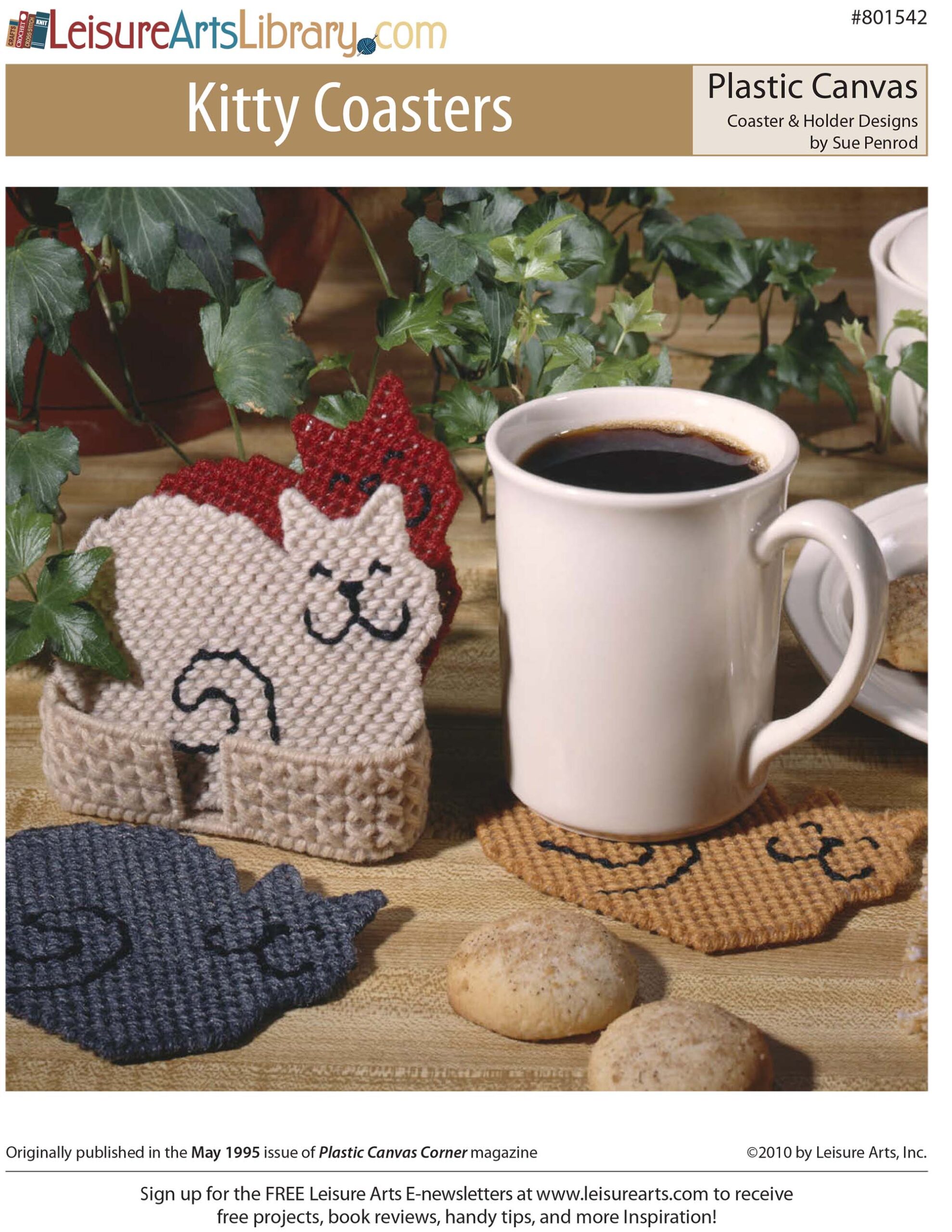 Leisure Arts Kitty Coasters Plastic Canvas ePattern