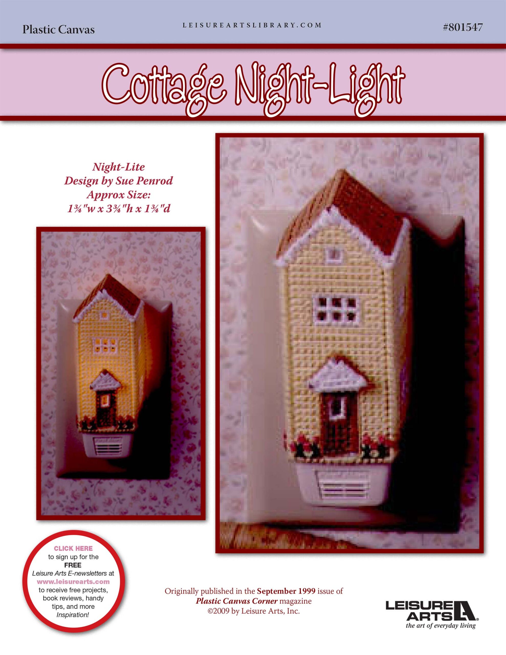 Leisure Arts Cottage NightLight Plastic Canvas ePattern