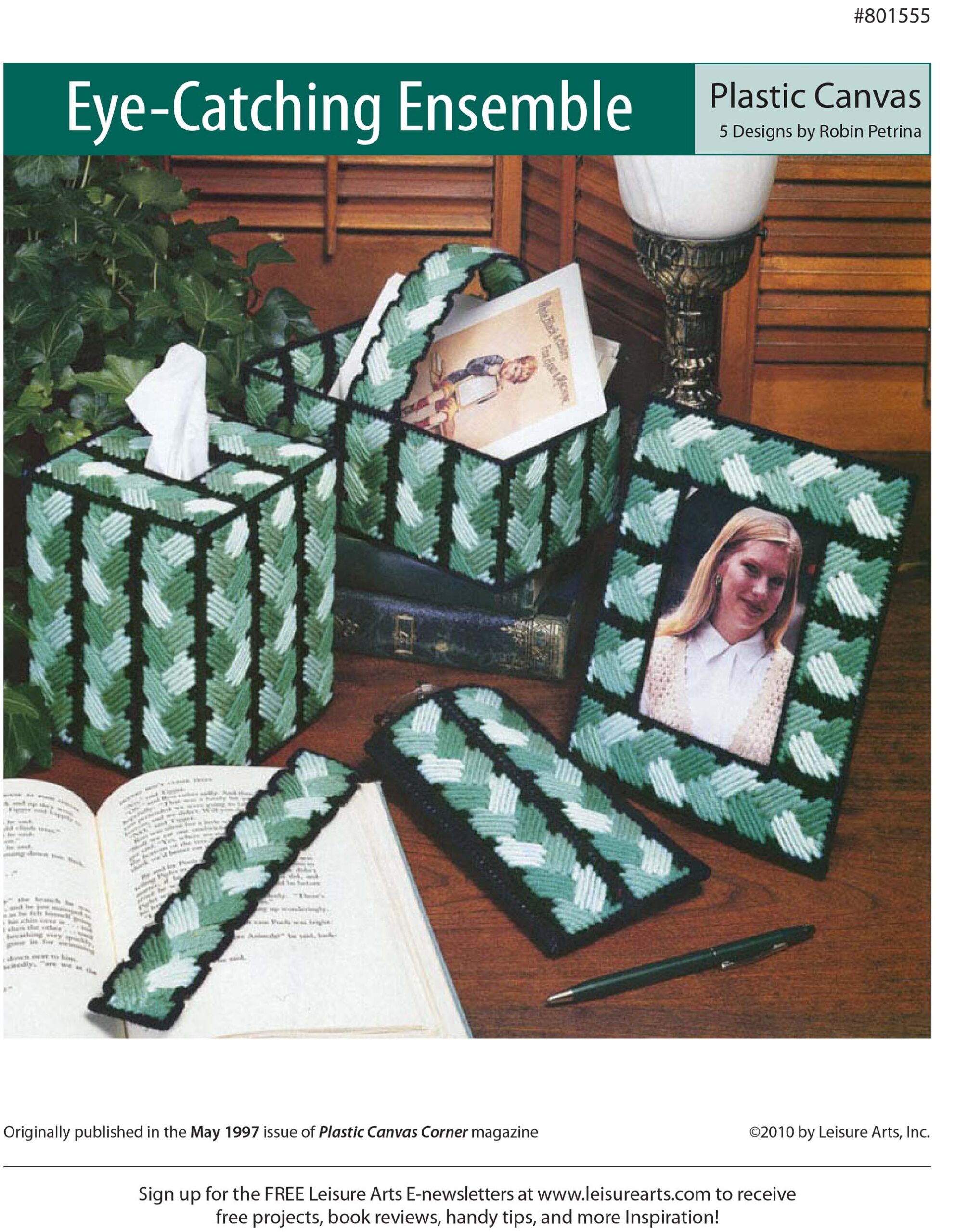 Leisure Arts EyeCatching Ensemble Tissue Box Cover Plastic Canvas ePattern