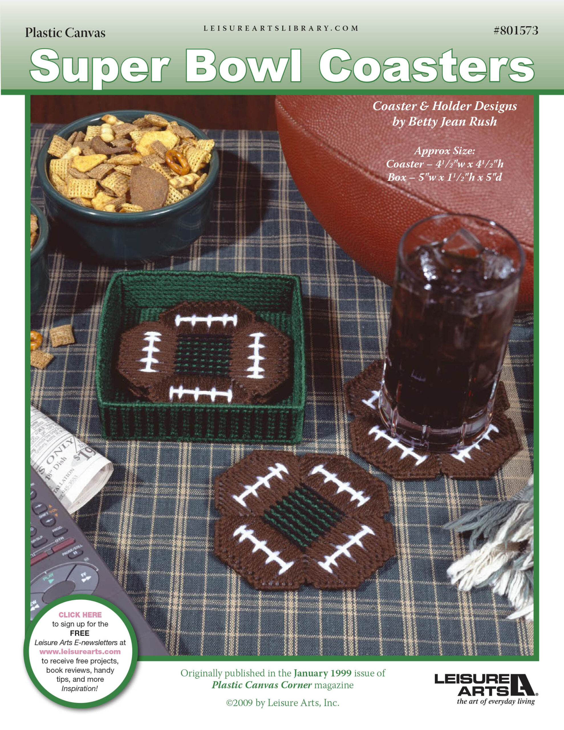 Leisure Arts Super Bowl Coasters Plastic Canvas ePattern