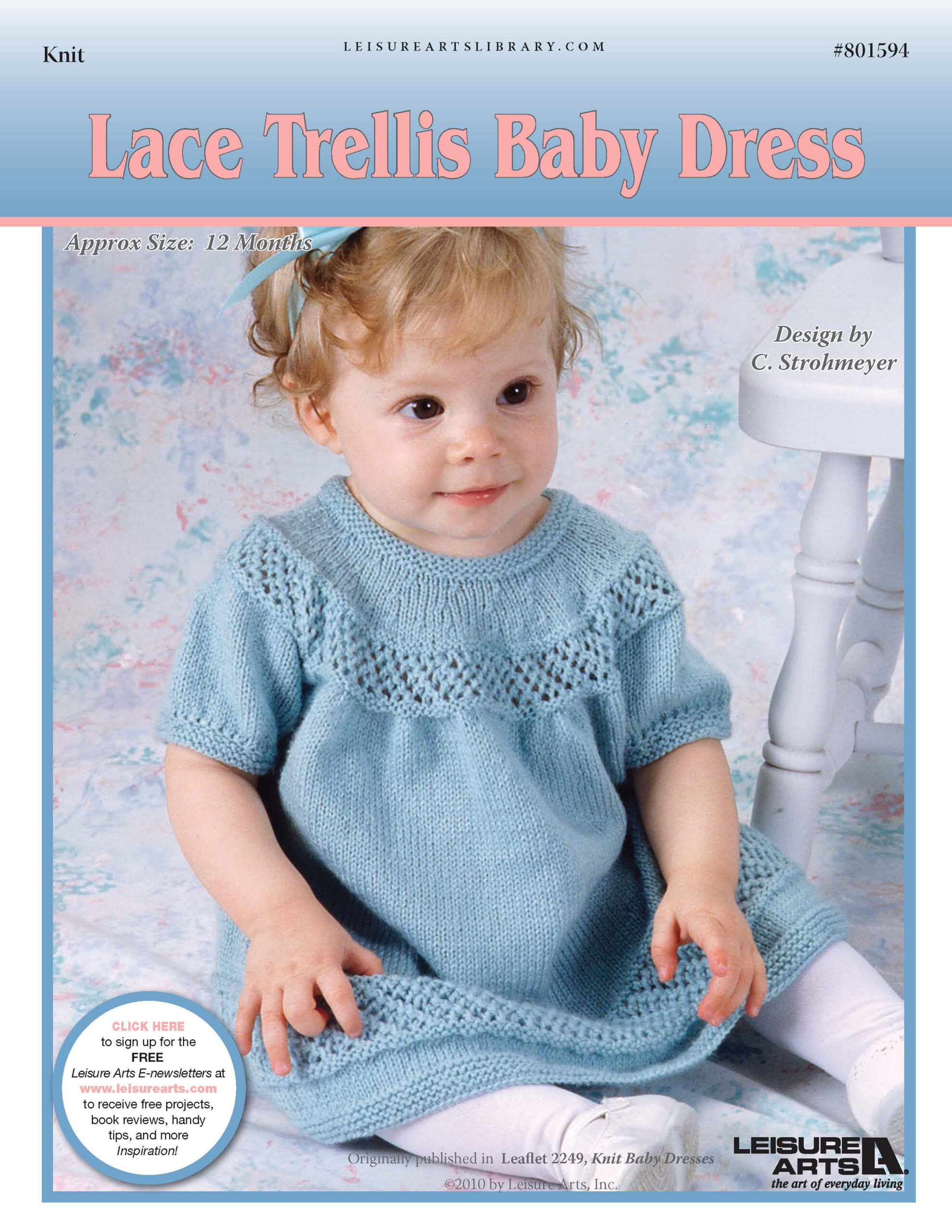 Leisure Arts Knit Baby Dresses Lace Trellis ePattern