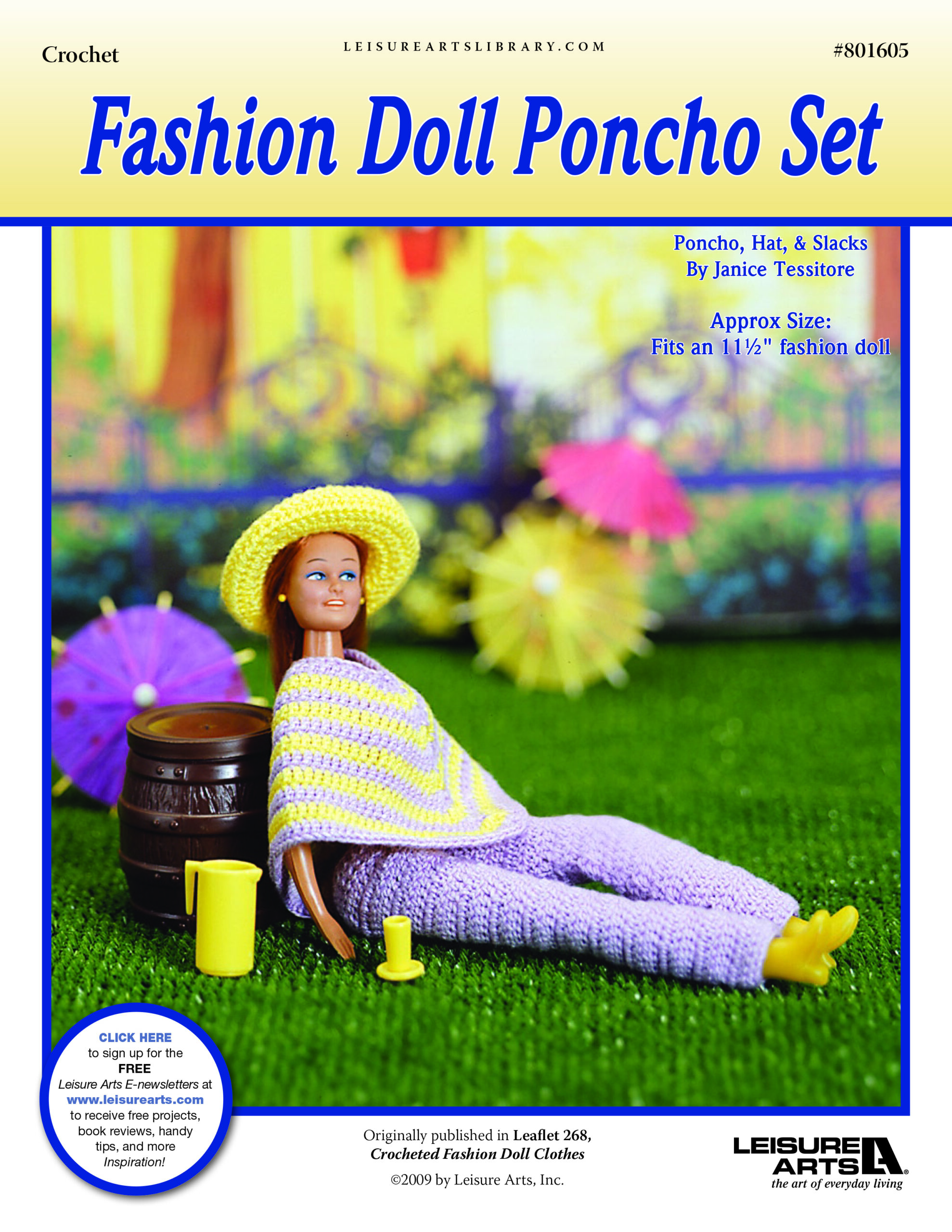 Leisure Arts Fashion Doll Clothes Poncho Set Crochet ePattern