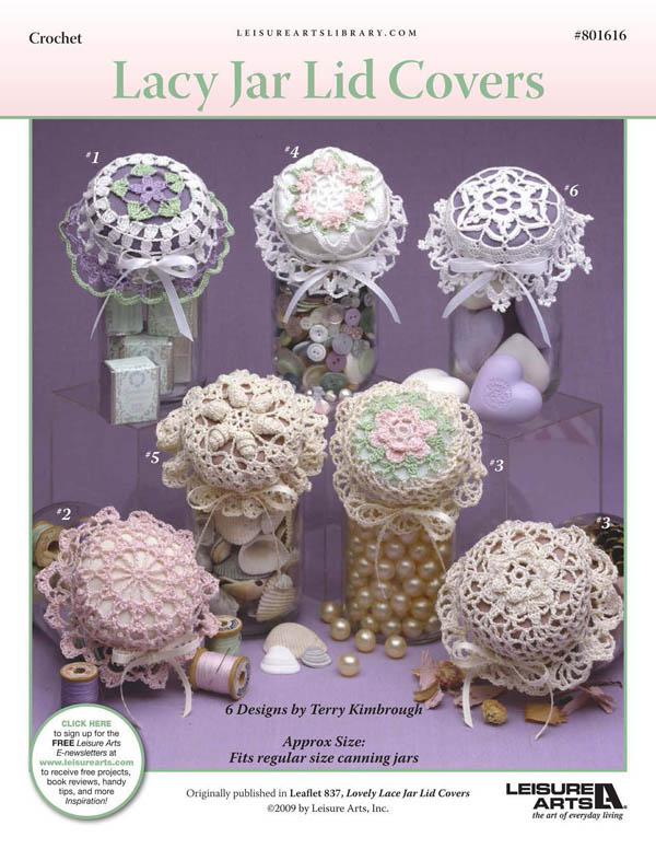 Leisure Arts Lacy Jar Lid Covers Crochet ePattern