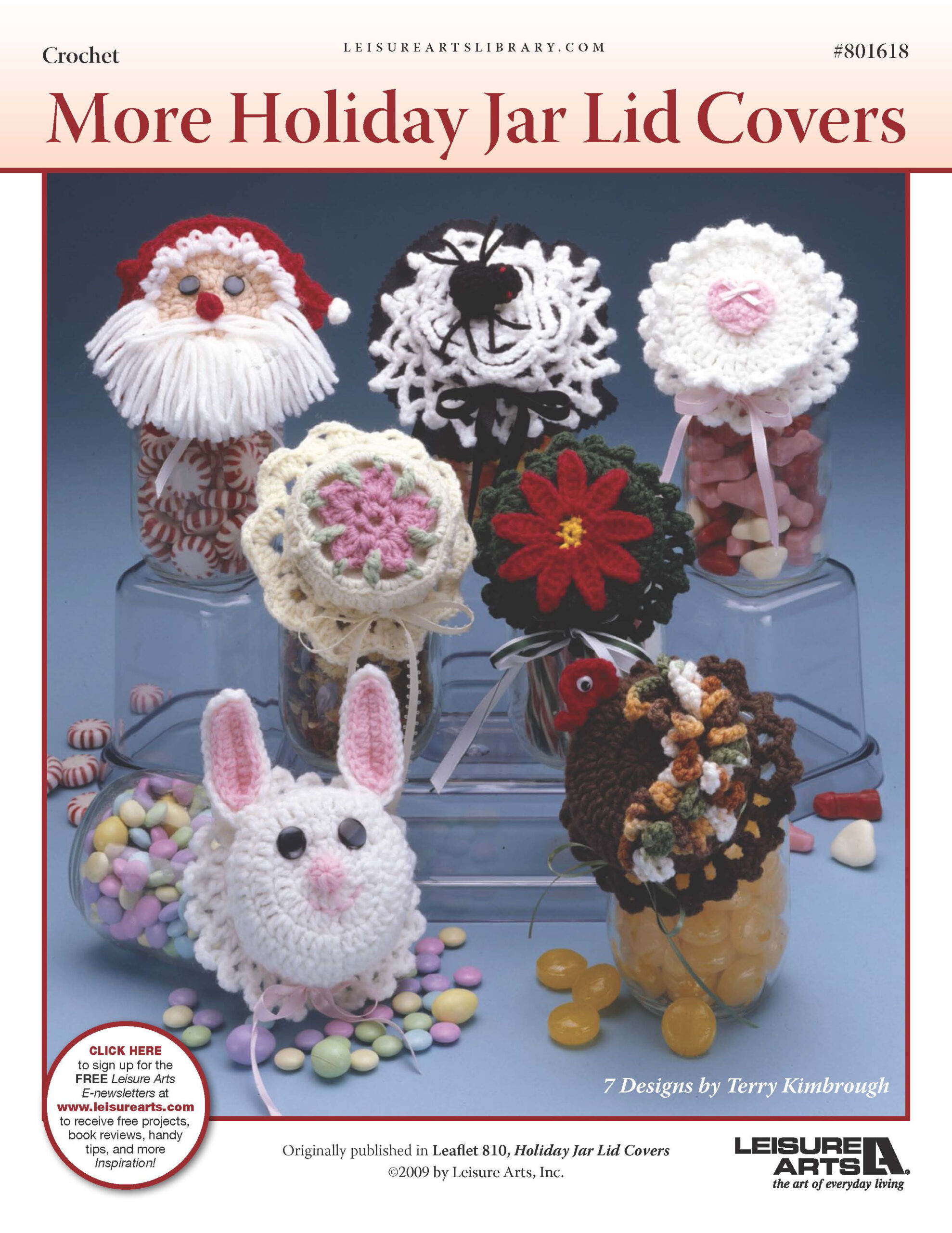 Leisure Arts More Holiday Jar Lid Covers Crochet ePattern