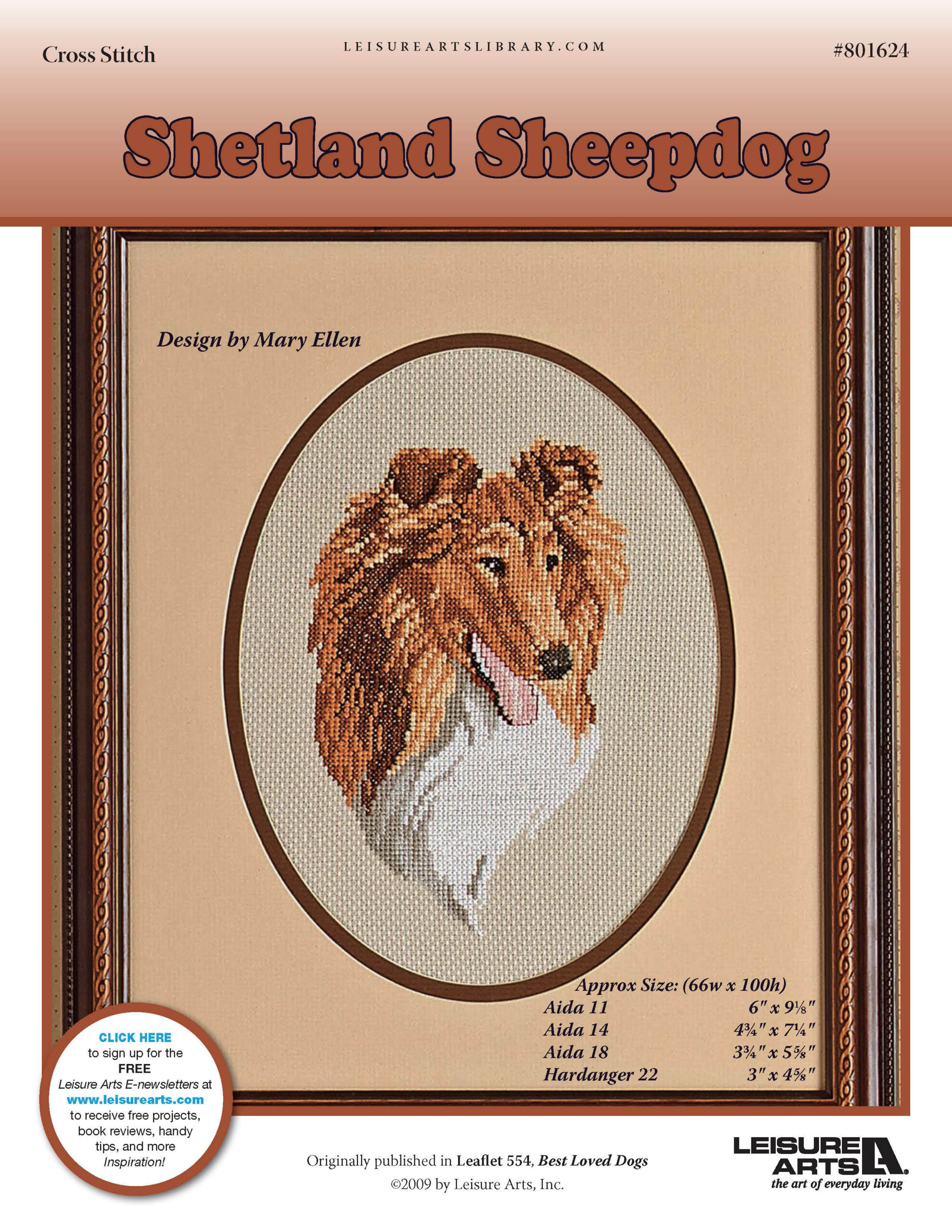 Leisure Arts Shetland Sheepdog Cross Stitch ePattern