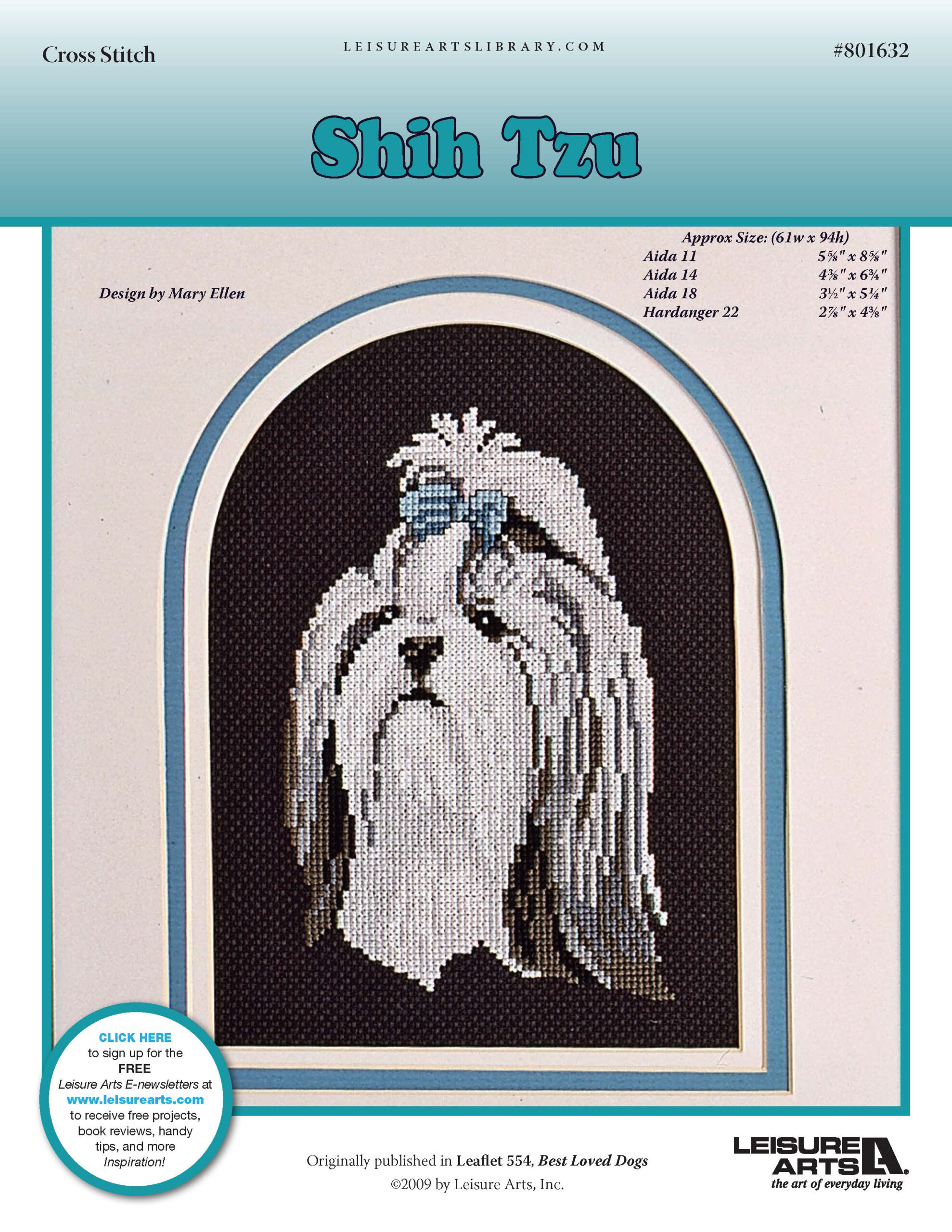 Leisure Arts Shih Tzu Cross Stitch ePattern