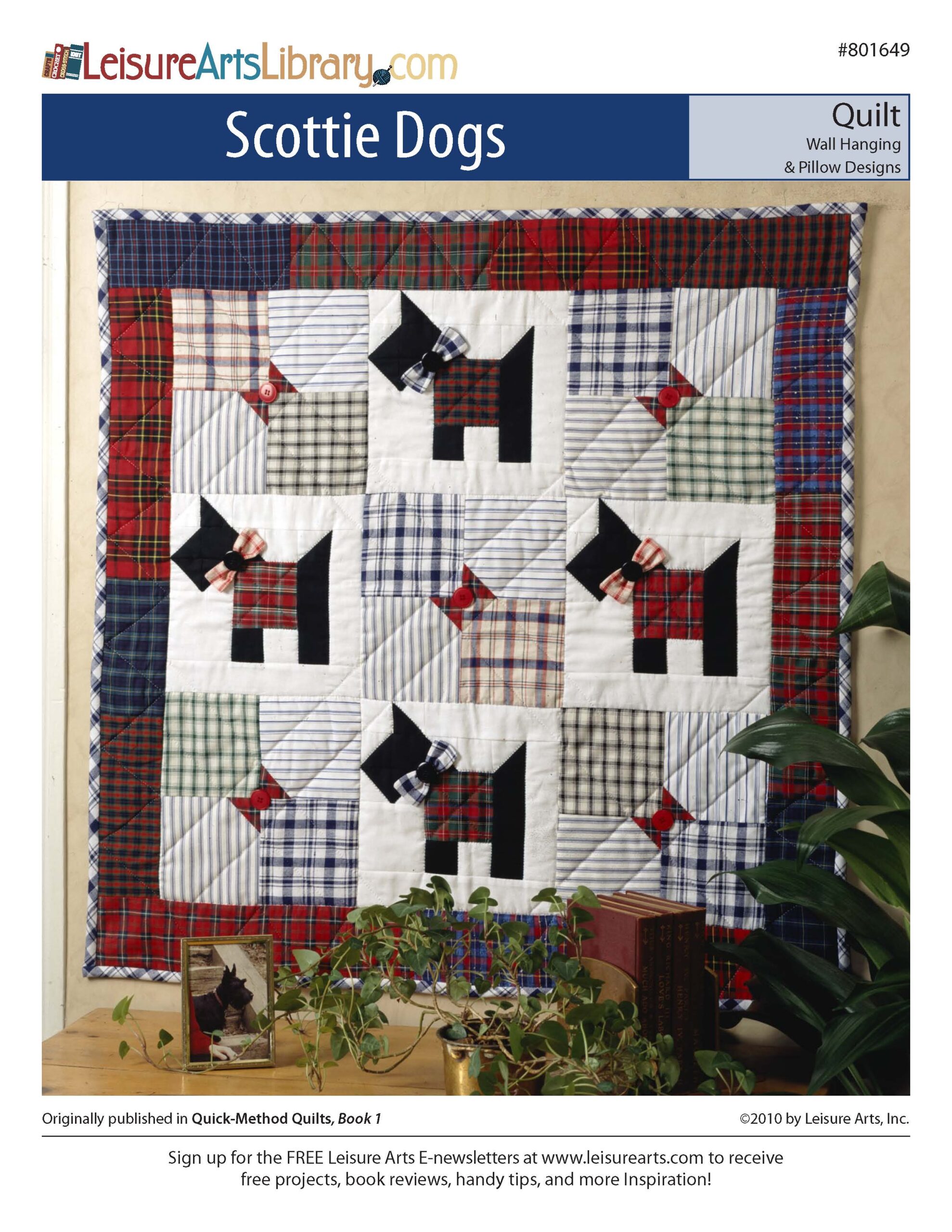 Leisure Arts QuickMethod Quilts Scottie Dogs Wall Hanging Pillow Quilt ePattern