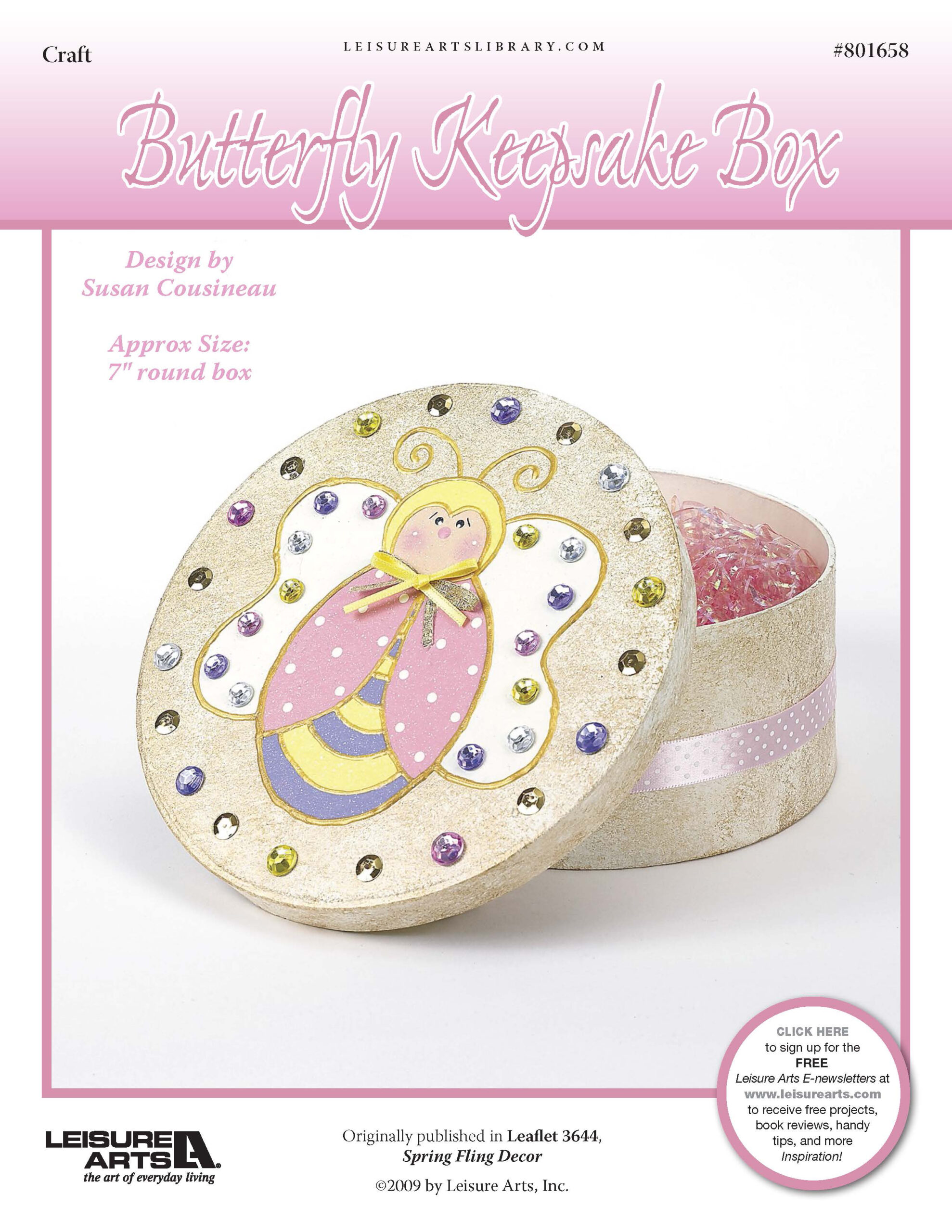 Leisure Arts Spring Fling DÃƒÂ©cor Butterfly Keepsake Box Craft ePattern