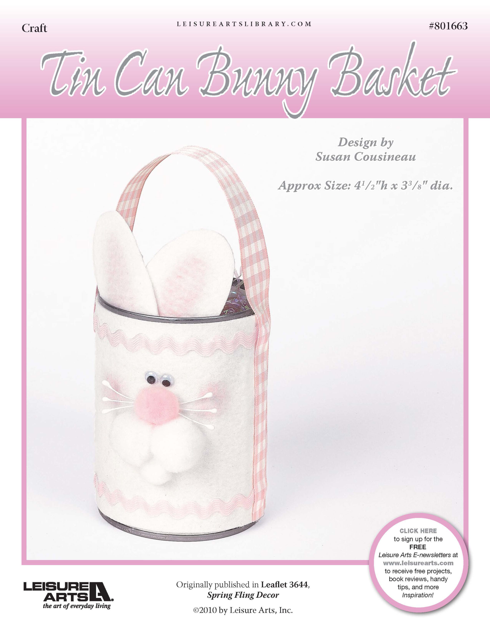 Leisure Arts Spring Fling DÃƒÂ©cor Tin Can Bunny Basket Craft ePattern