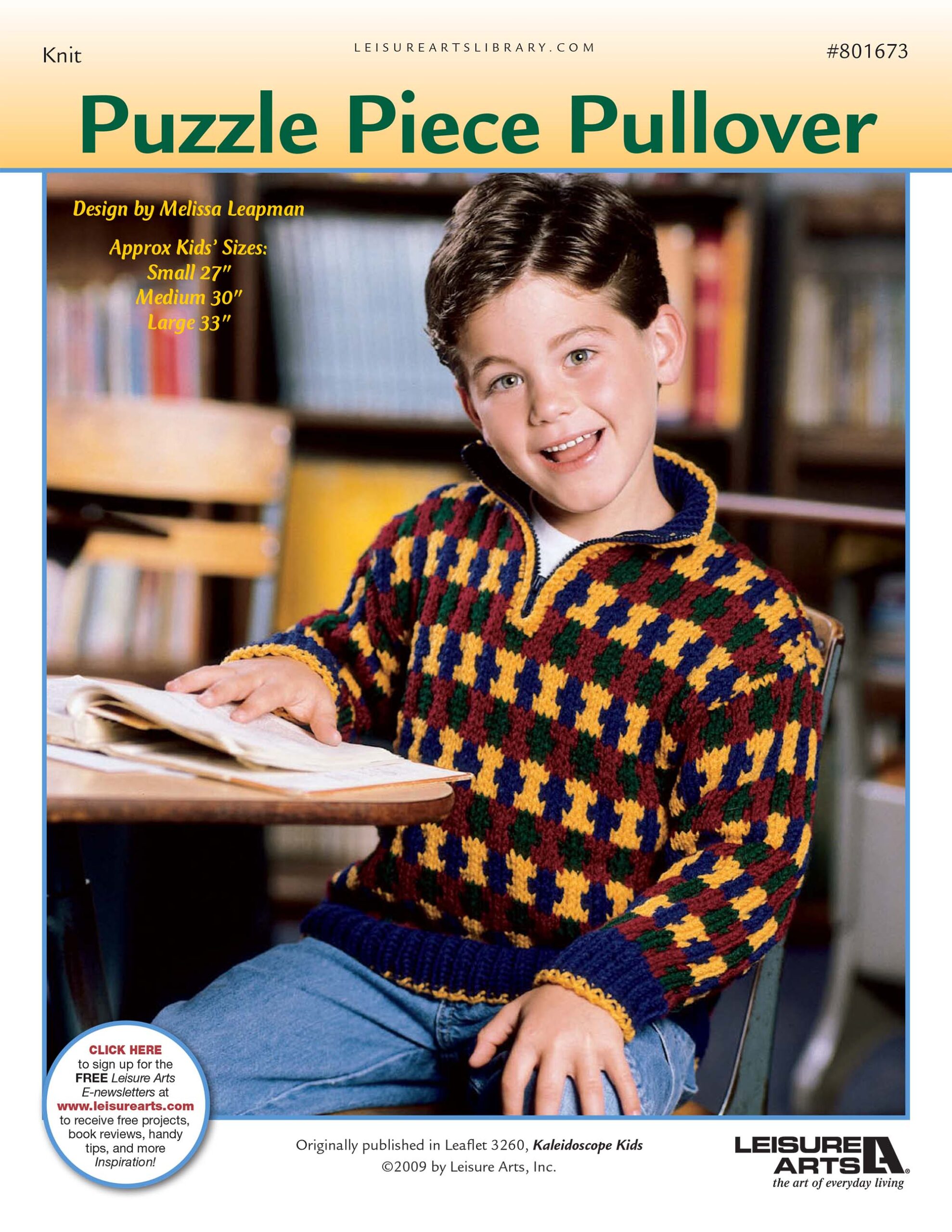 Leisure Arts Kaleidoscope Kids Puzzle Piece Pullover Knit ePattern