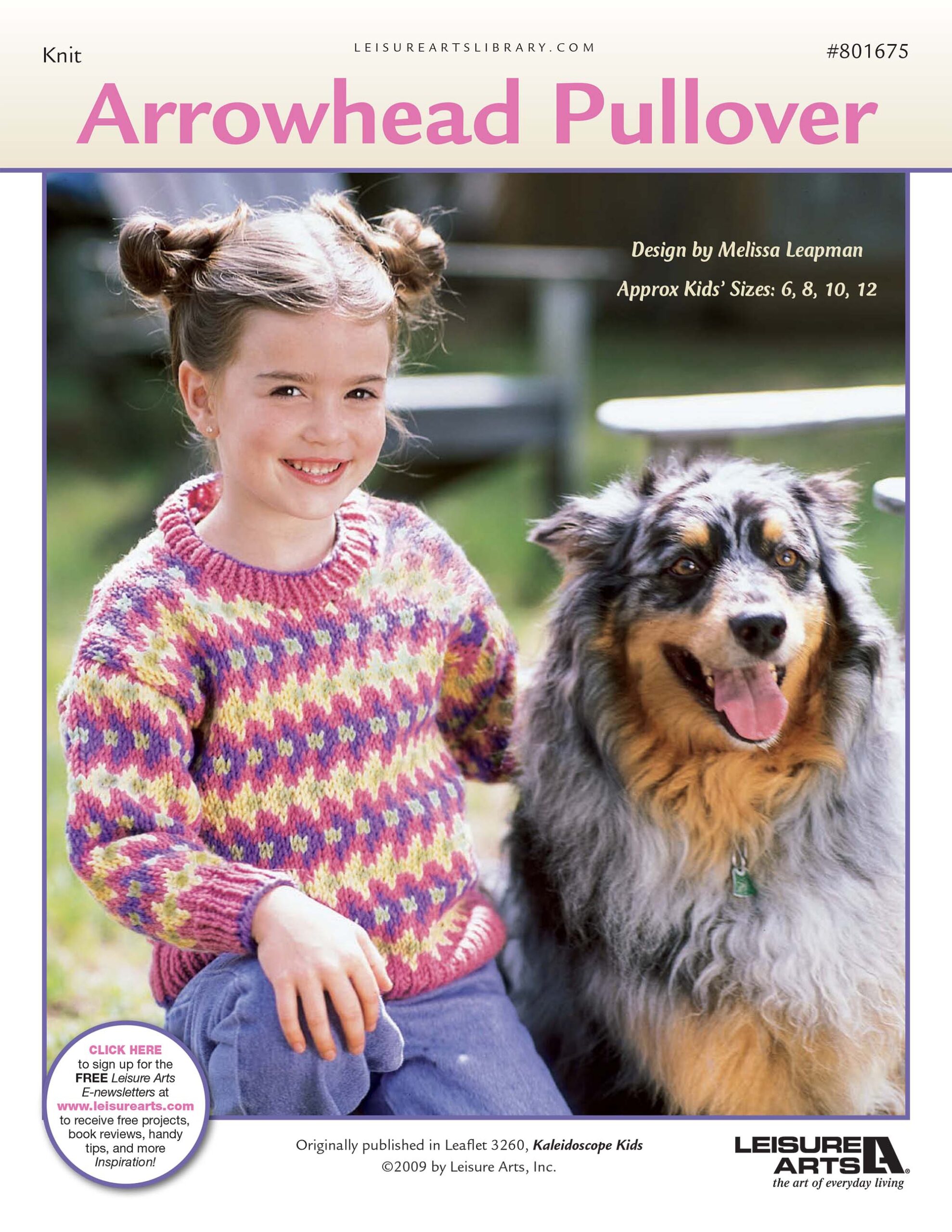 Leisure Arts Kaleidoscope Kids Arrowhead Pullover Knit Digital Pattern