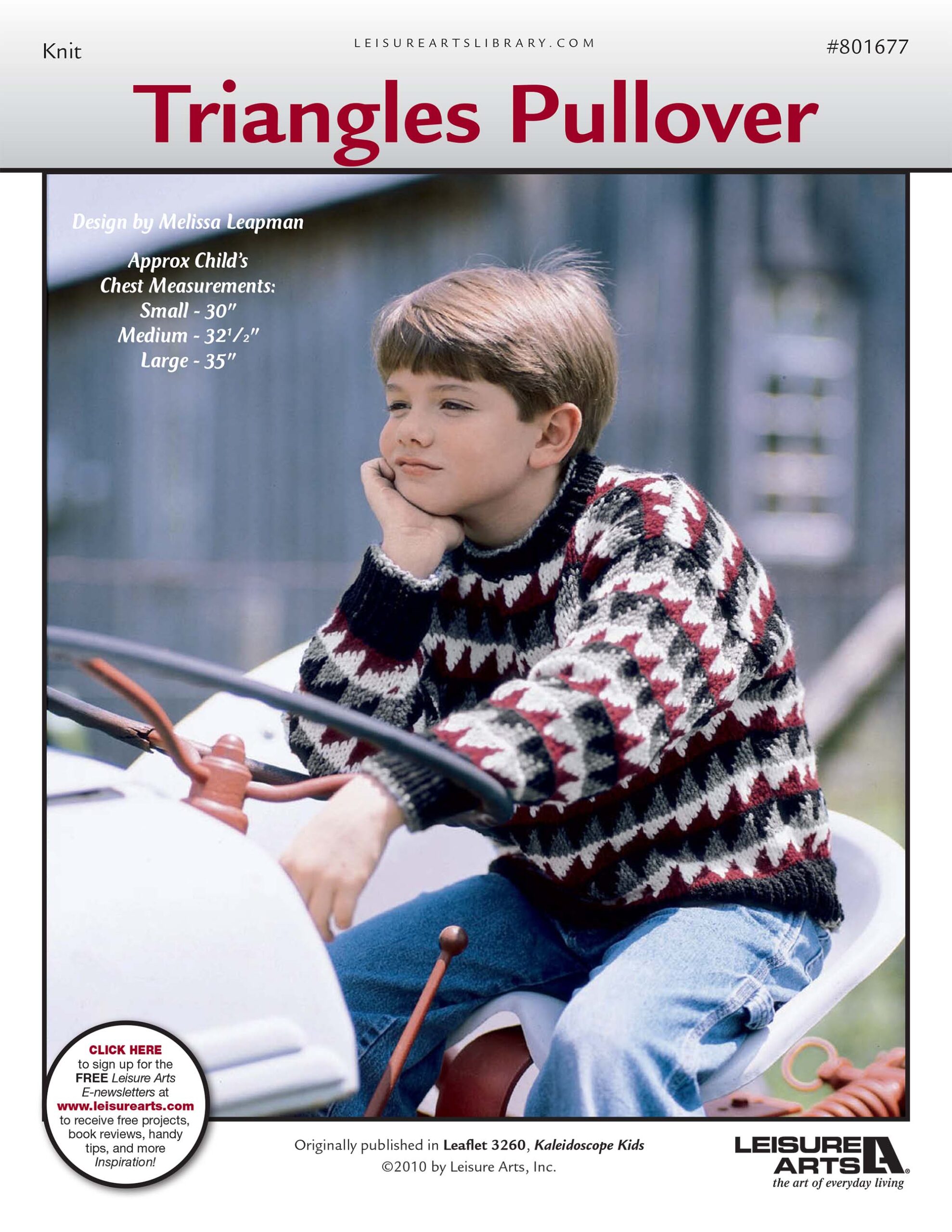 Leisure Arts Kaleidoscope Kids Triangles Pullover Knit Digital Pattern