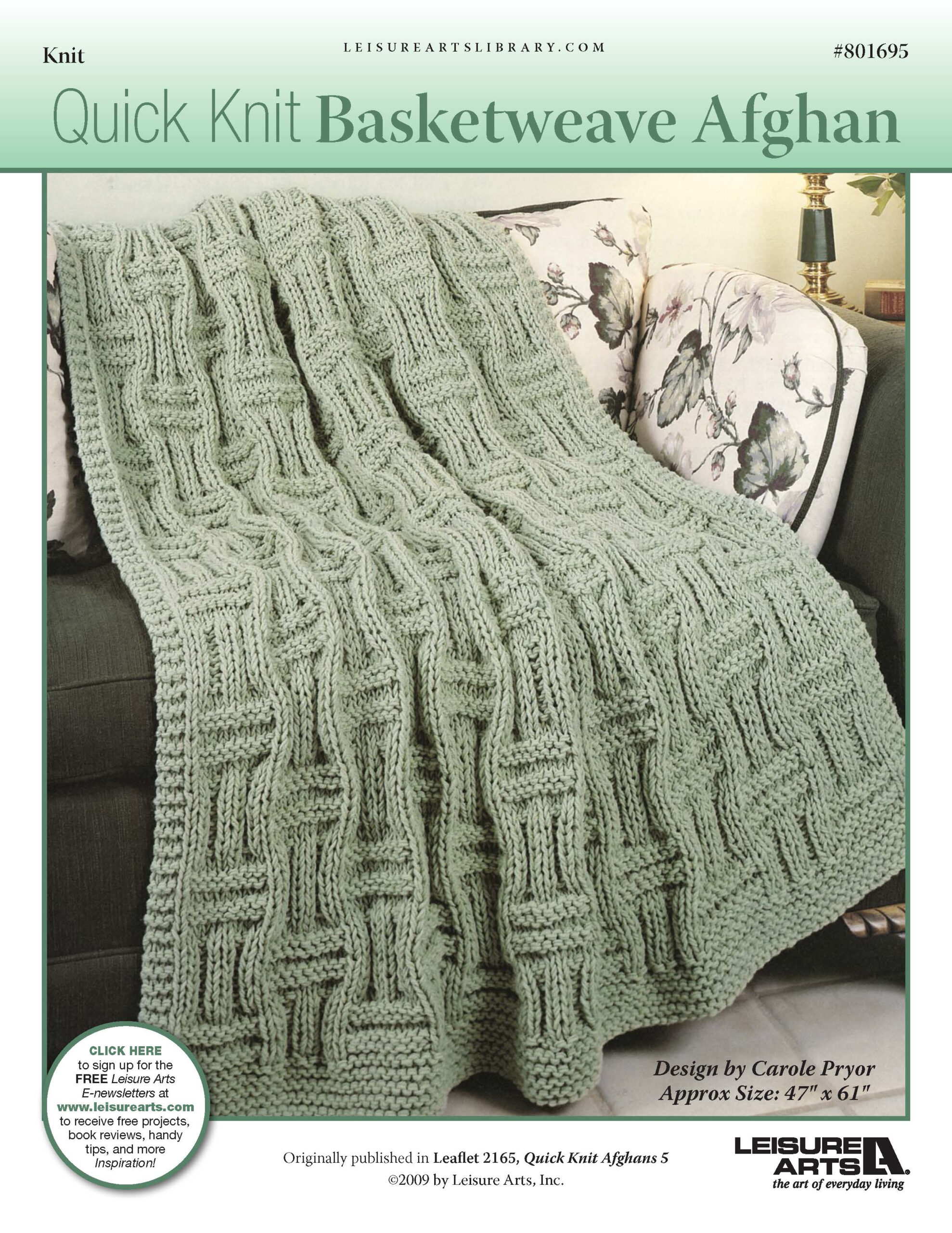 Leisure Arts Quick Knit Basketweave Afghan ePattern