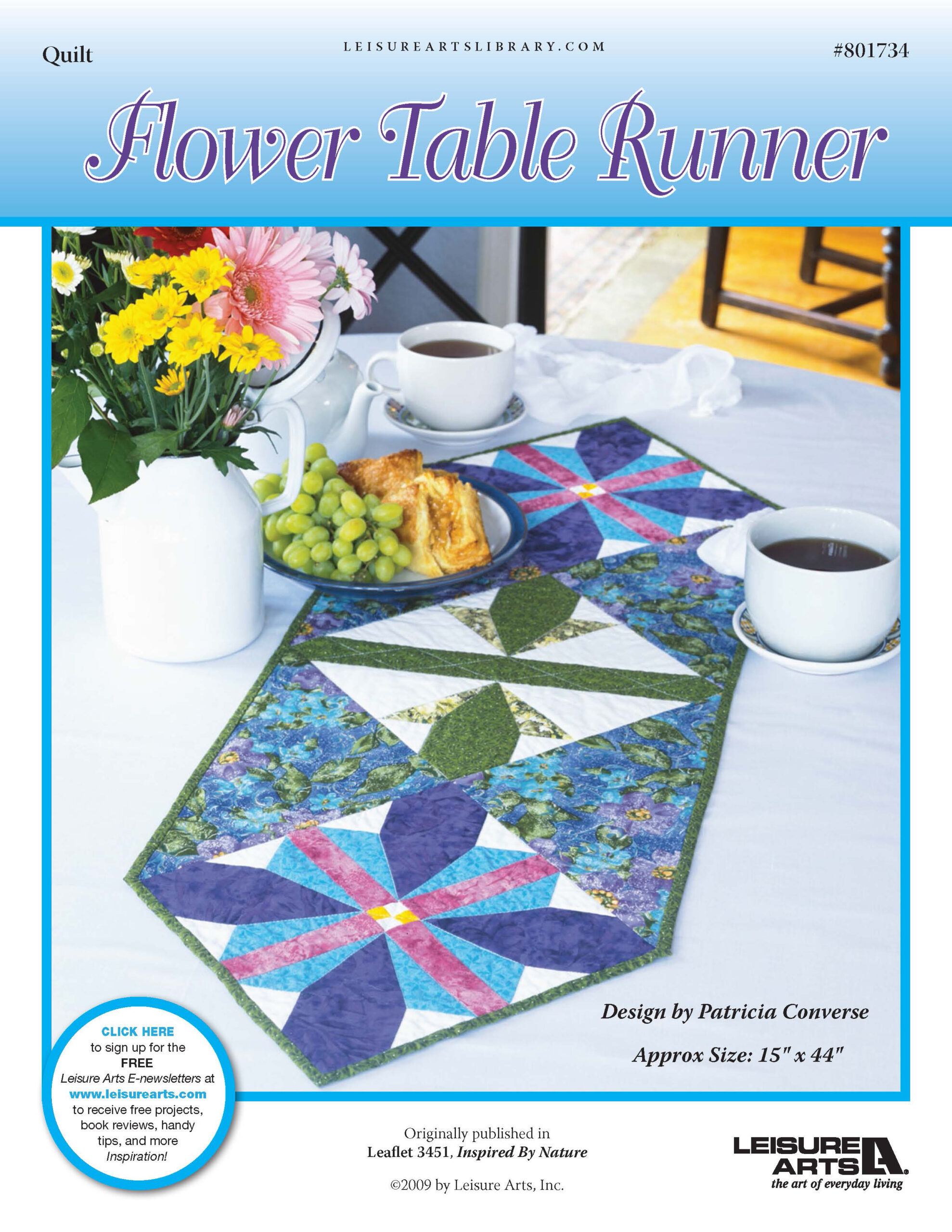 Leisure Arts Inspired By Nature Flower Table Runner ePattern