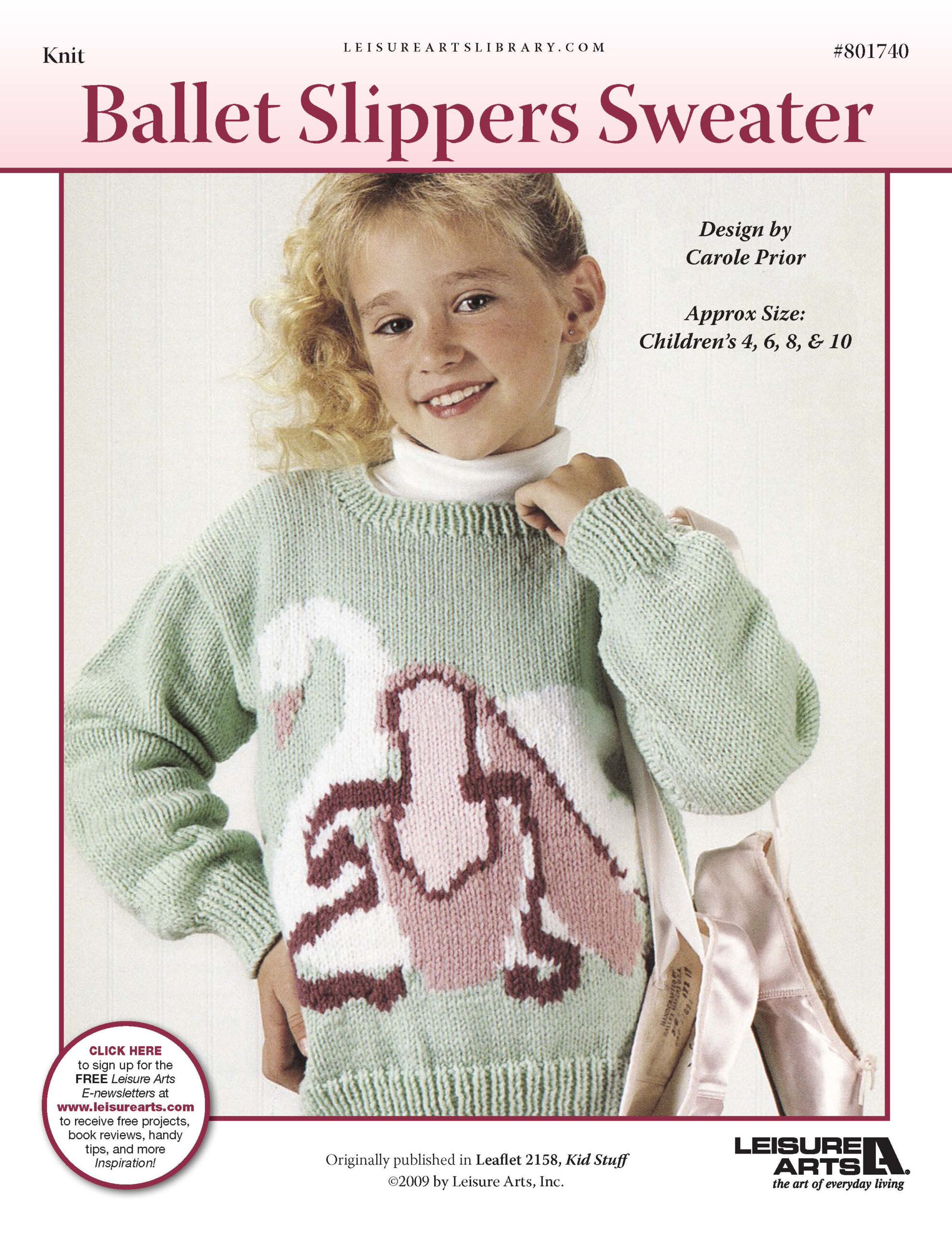 Leisure Arts Kid Stuff Ballet Slippers Sweater Knit ePattern