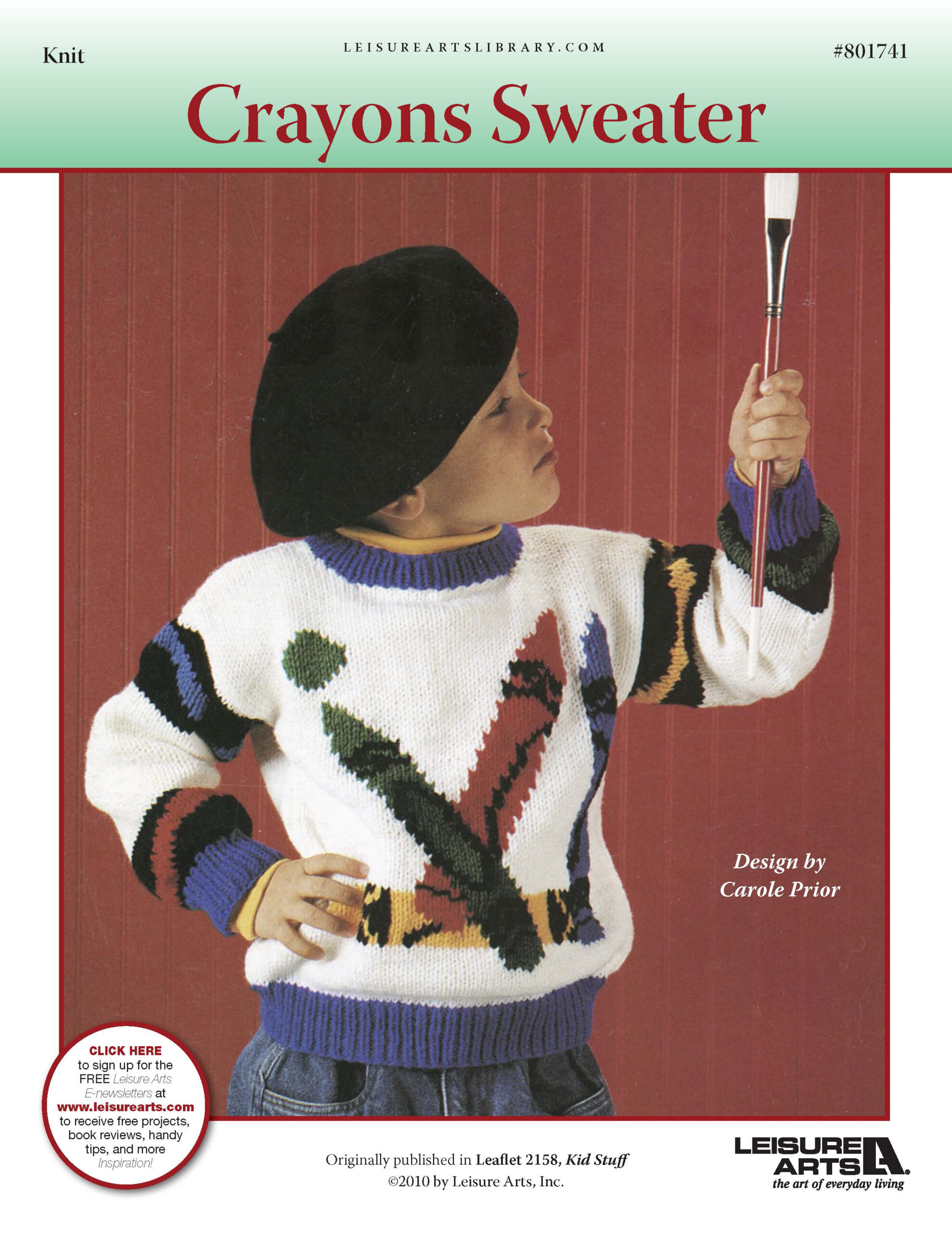Leisure Arts Kid Stuff Crayons Sweater Knit ePattern