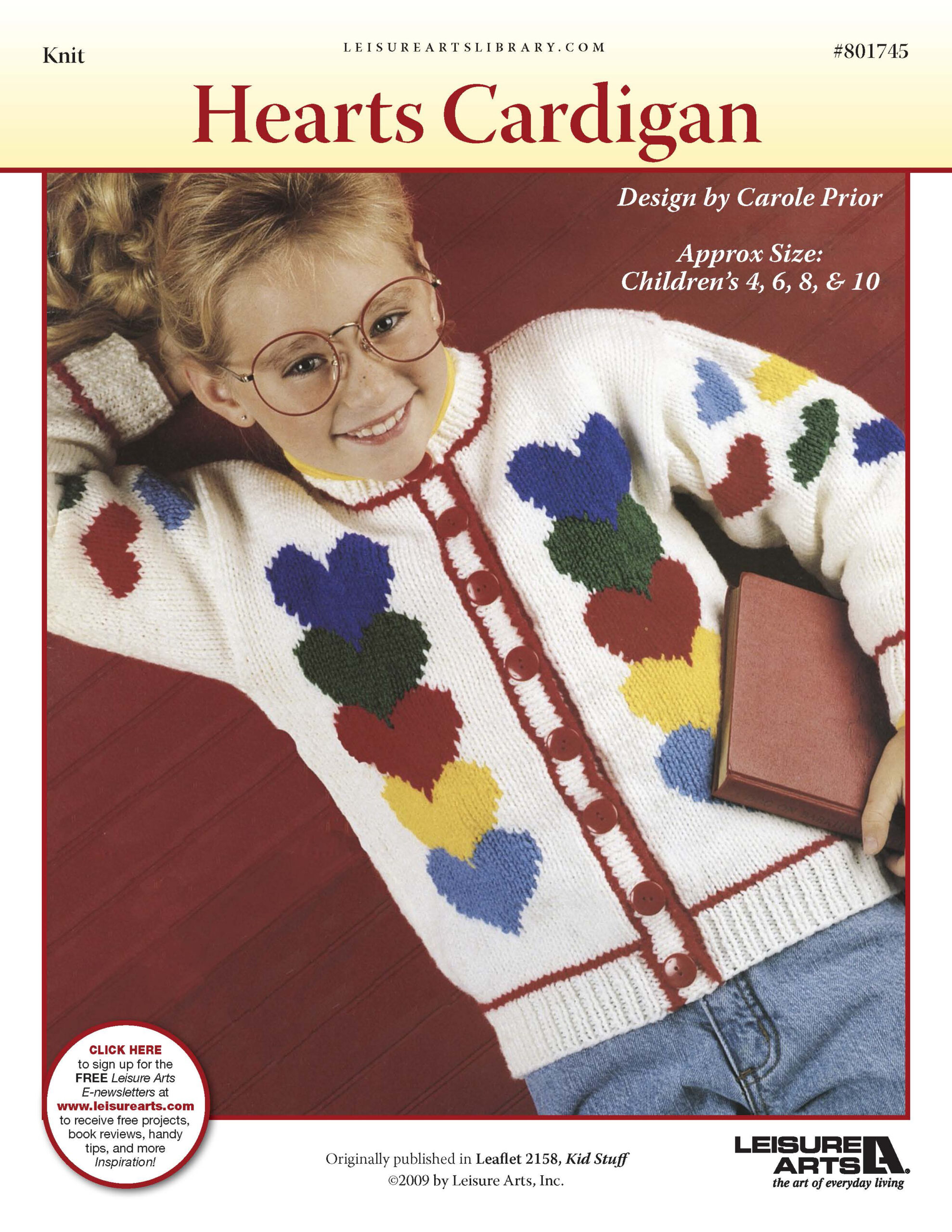 Leisure Arts Kid Stuff Hearts Cardigan Knit ePattern